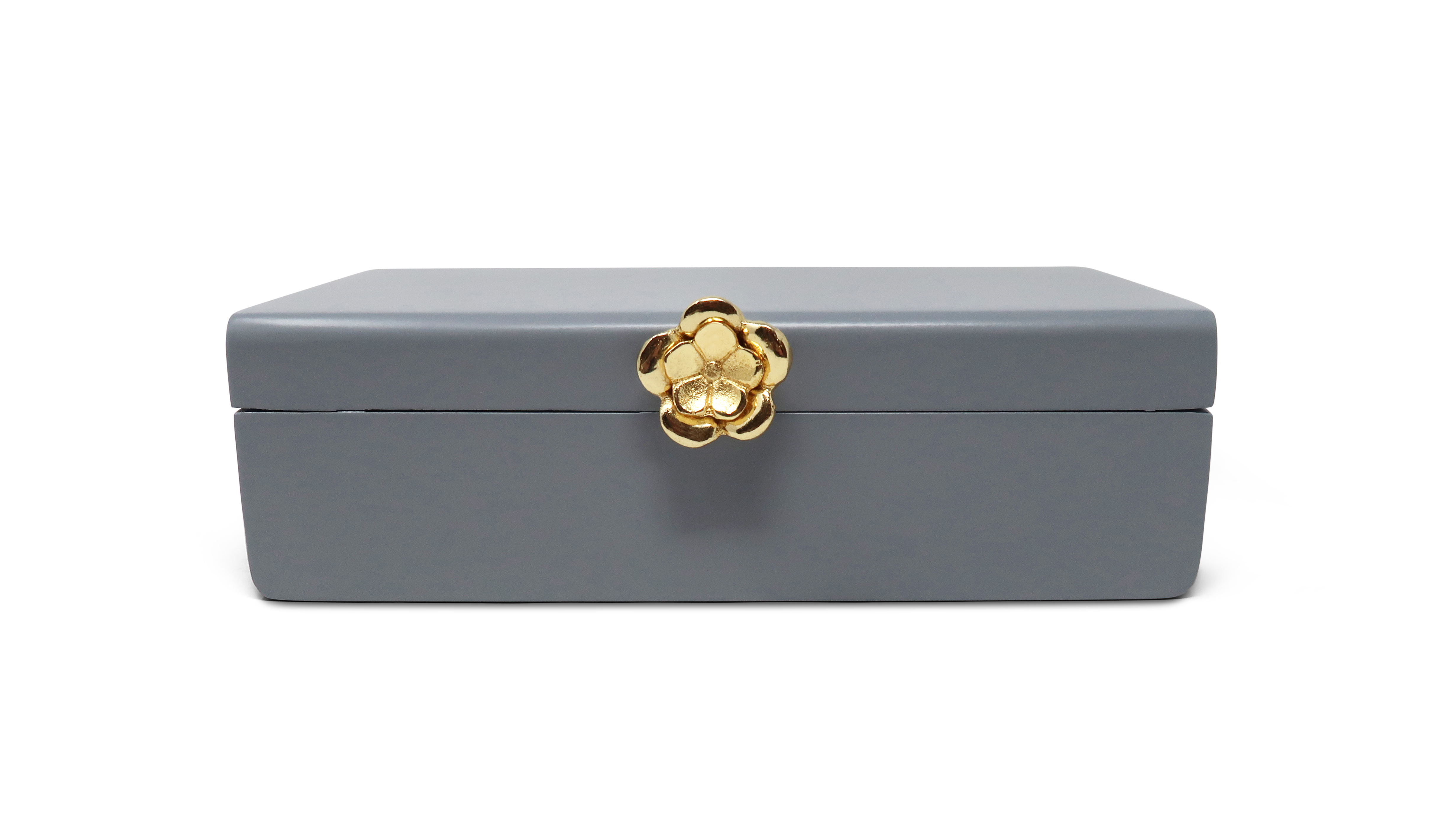 Grey Wood Decorative Box Gold Flower Opener
