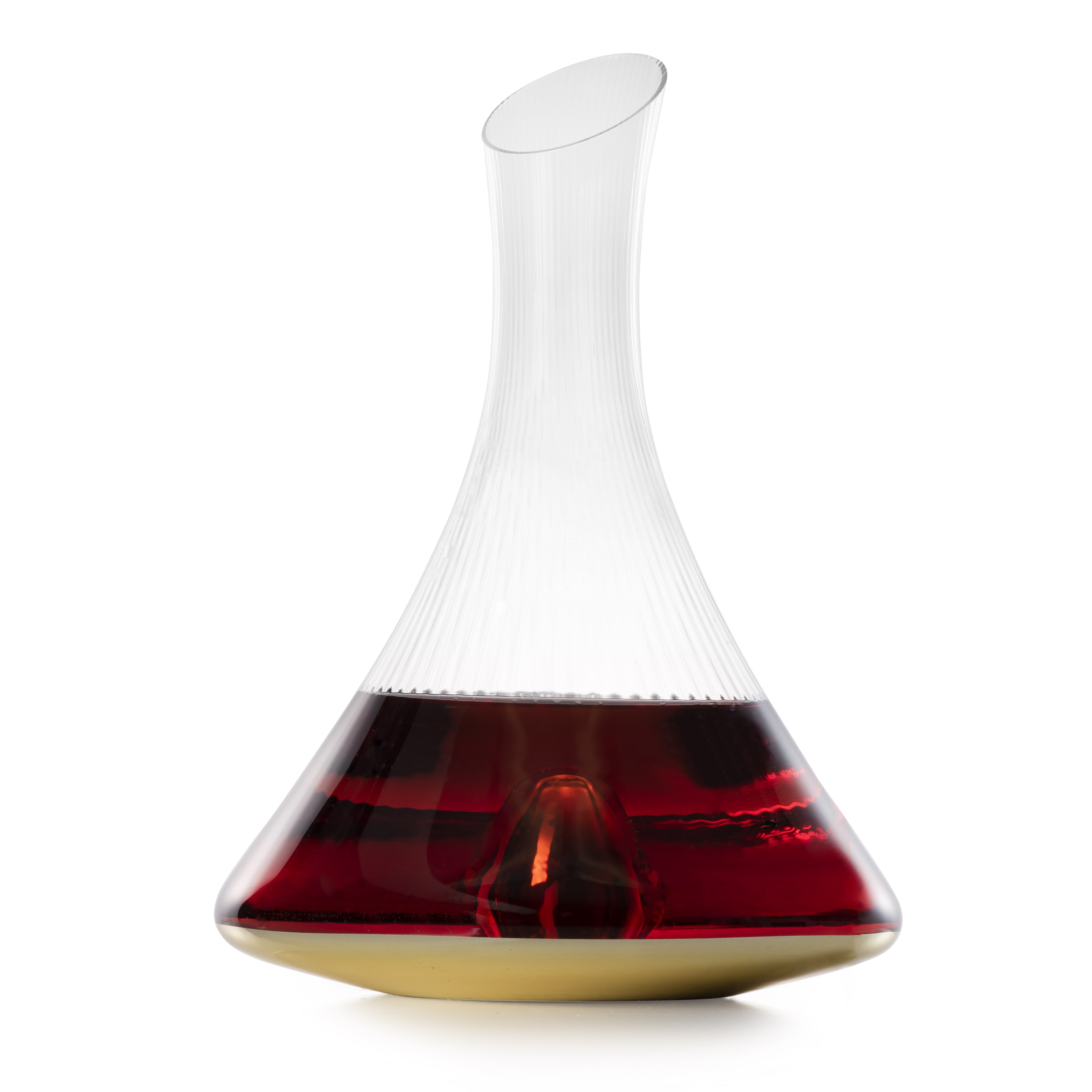 Unique Shaped Decanter with Gold Bottom - 4"D x 12"H