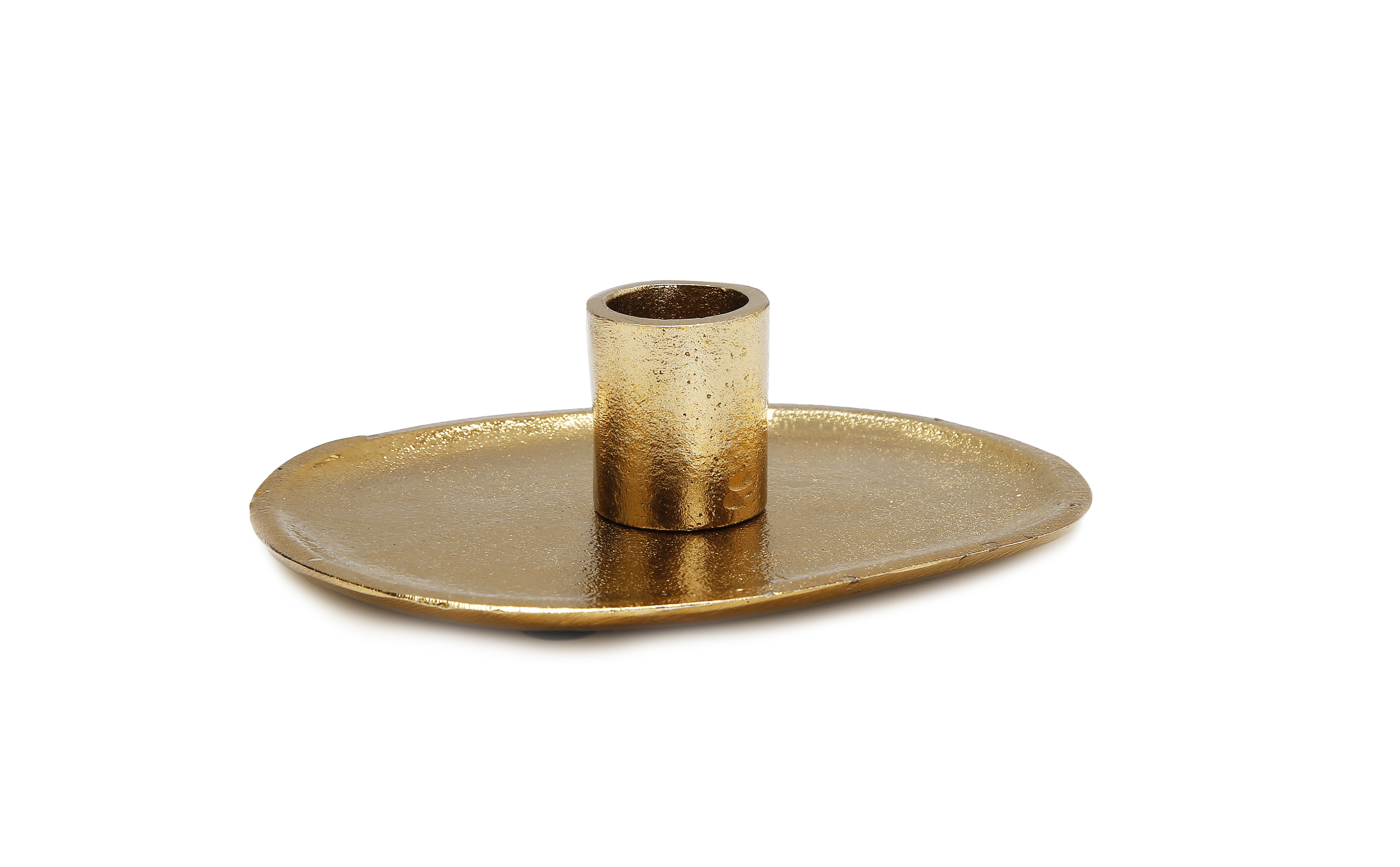 Flat Gold Candle Holder - 5.25"L x 4"W x 1.25"H