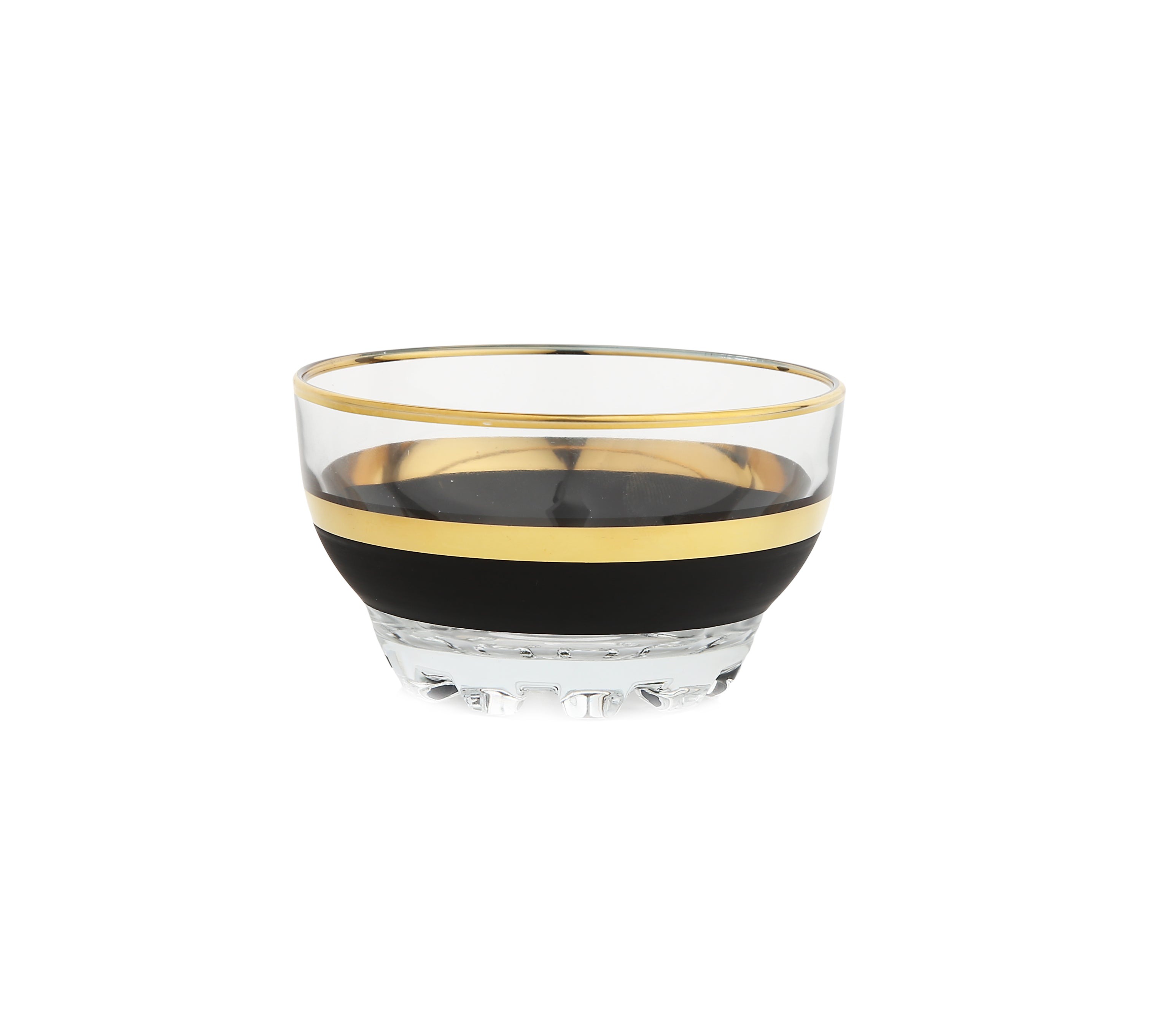 Set of 6 Dessert Bowls with Black and Gold Design