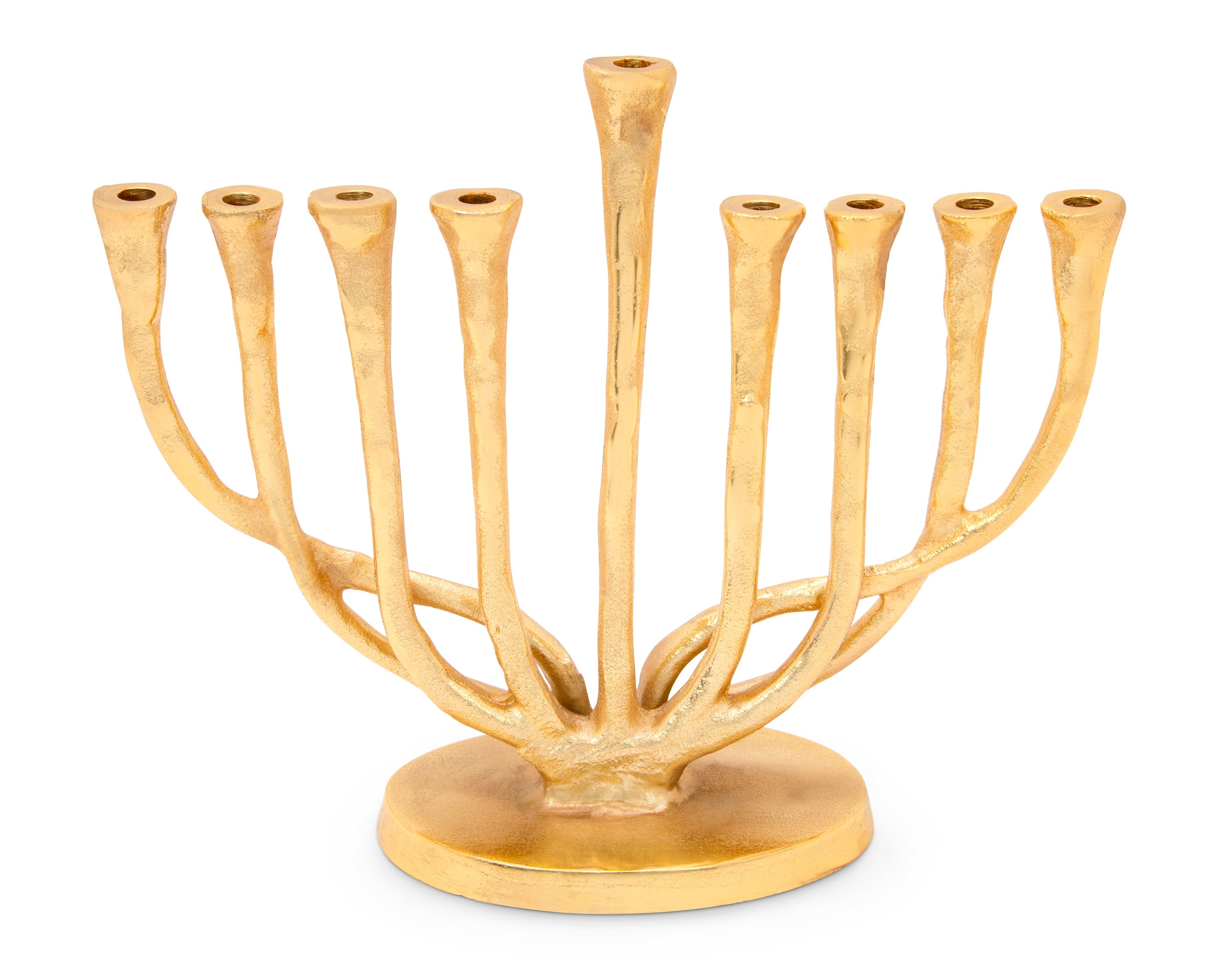Gold Brass Menorah - 9.75"L x 8"H - Stem 4"W