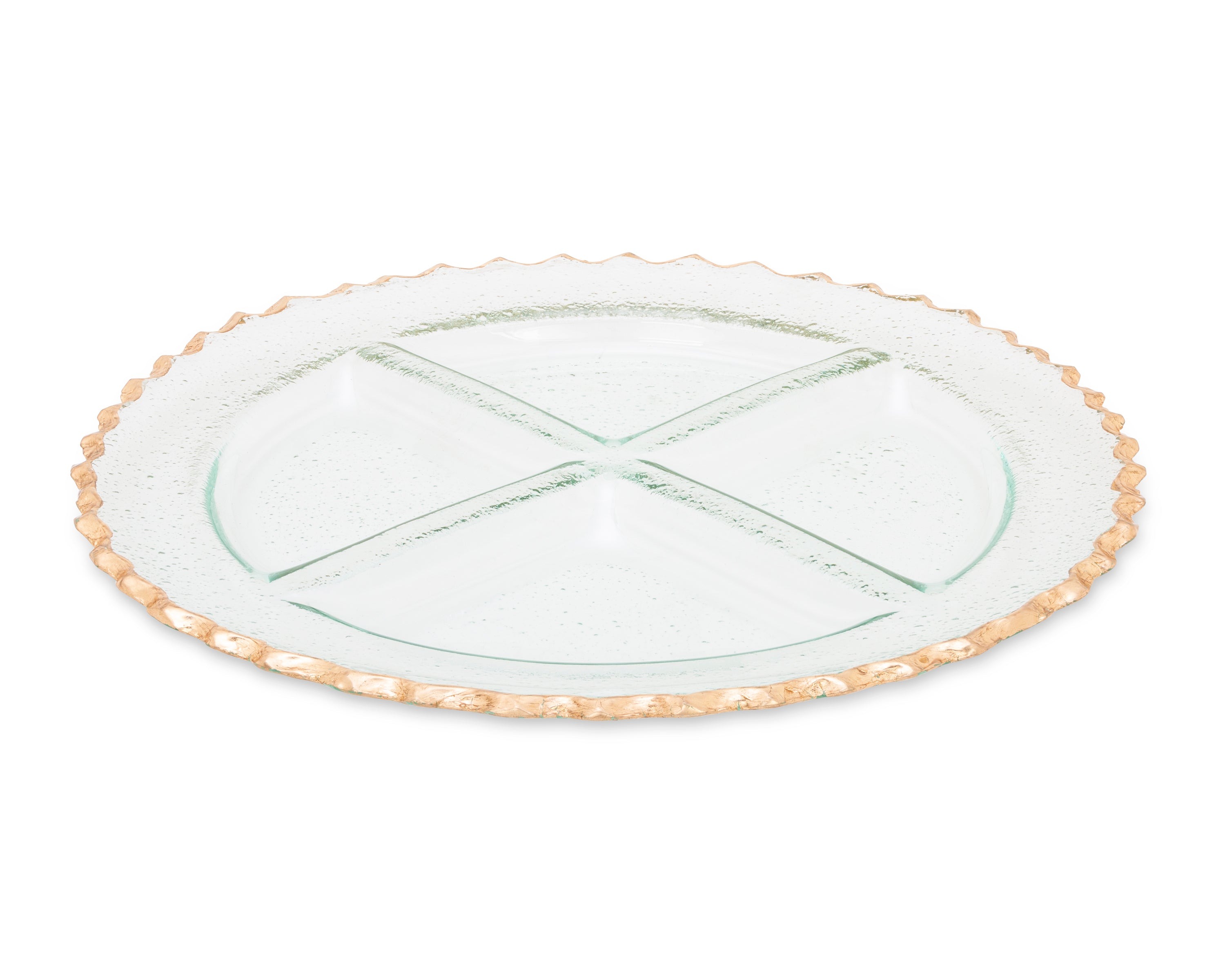 Glass 4 Section Relish Dish 13.5"D