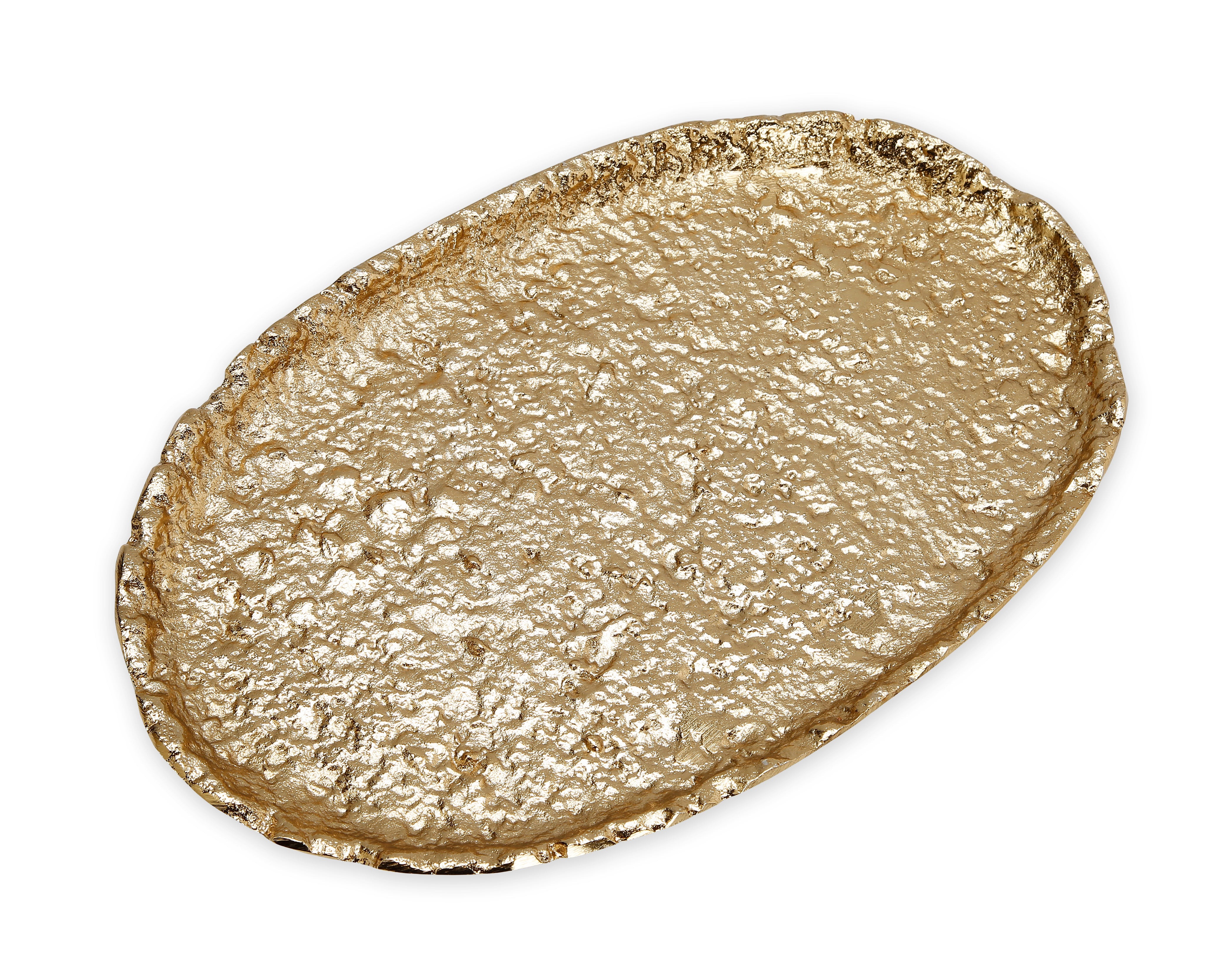 Textured Gold Oval Tray - 13"L x 8.25"W