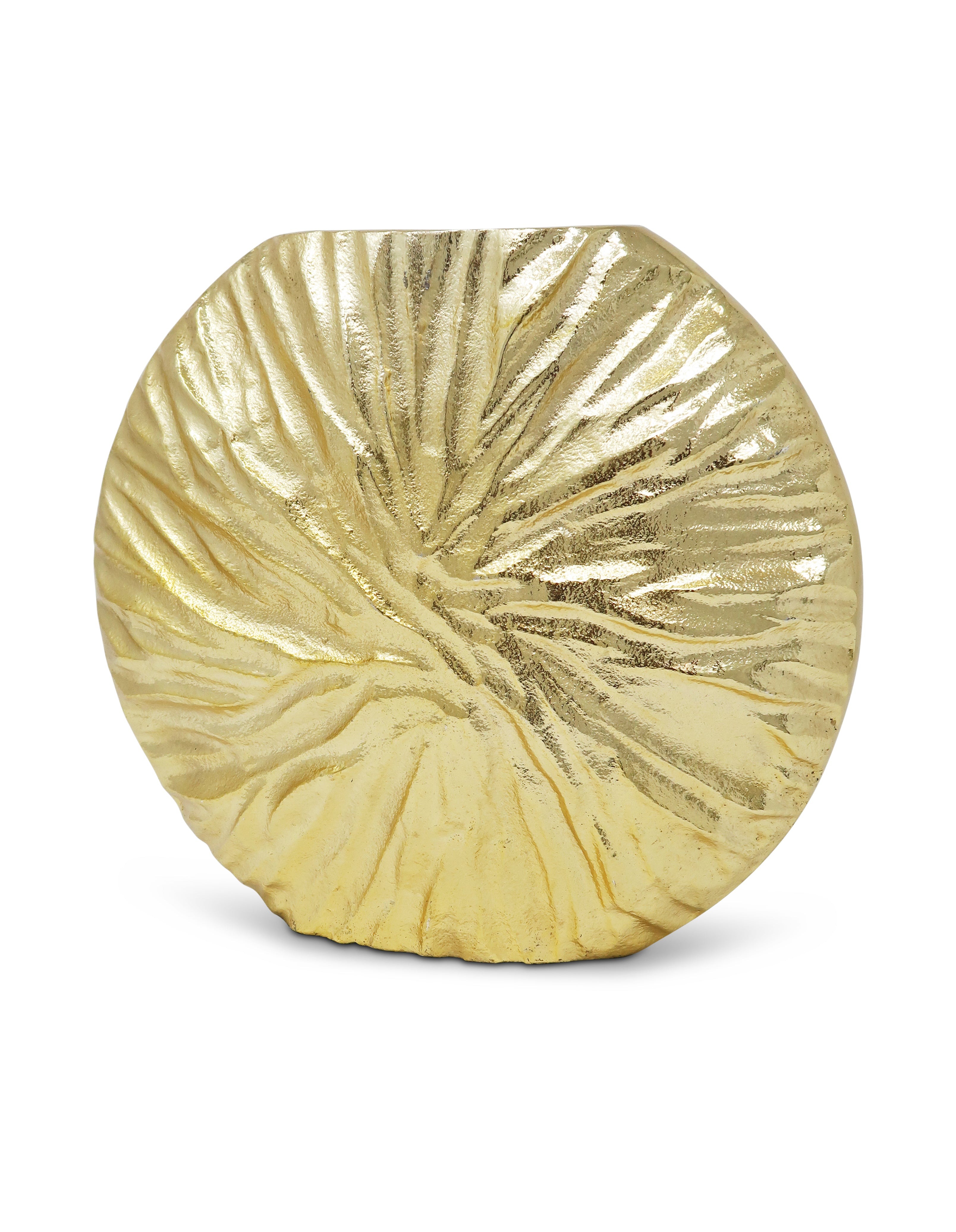 Gold Crumpled Vase Circular Shape