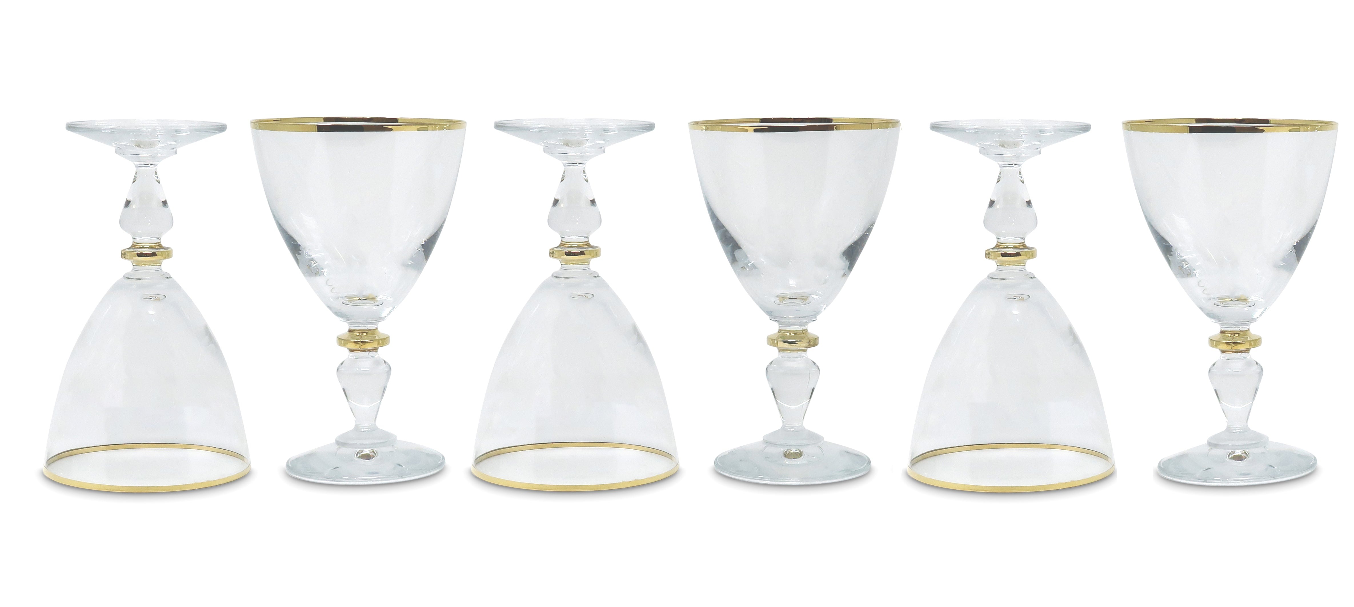 Set of 6 Water Glasses with Gold Accents