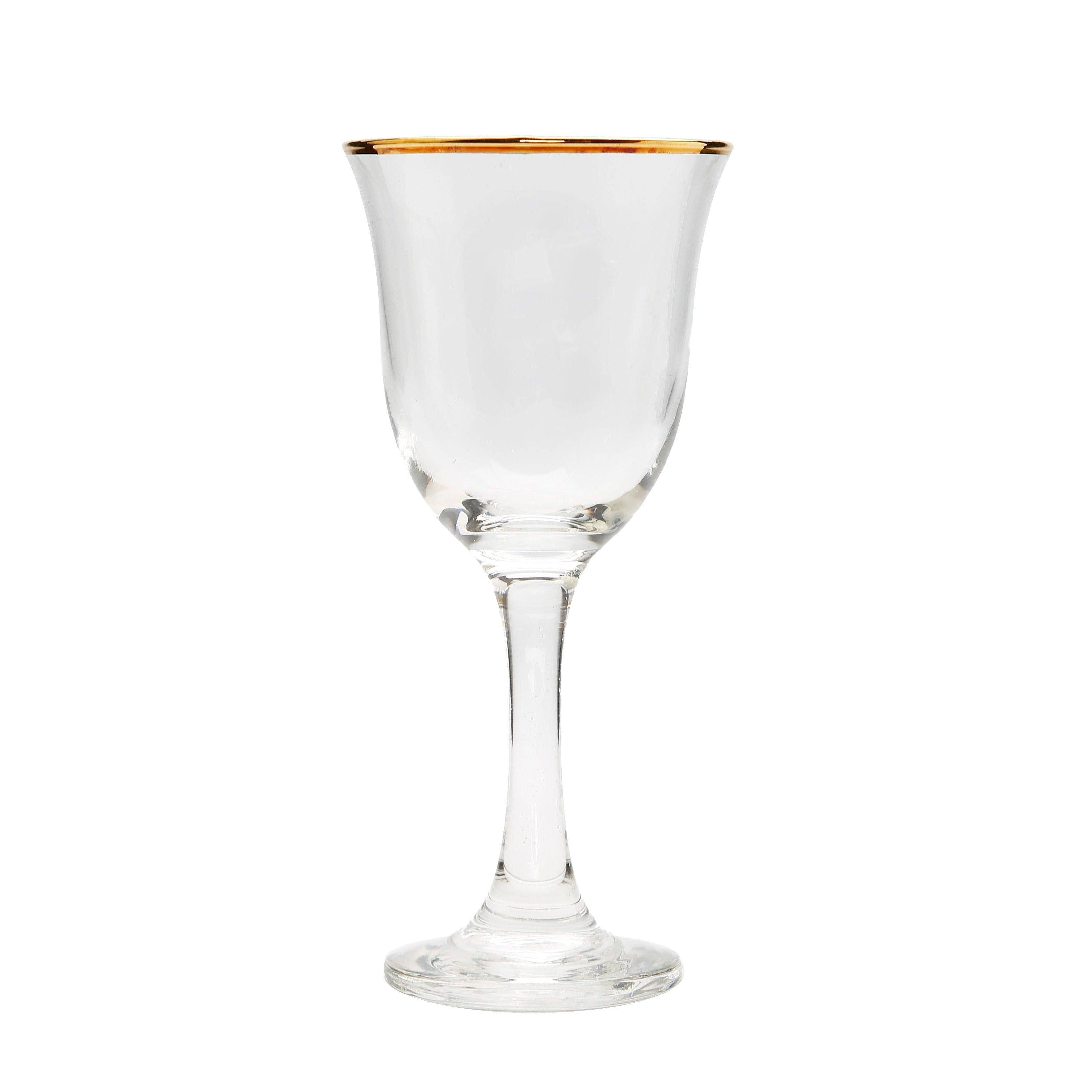 Set of 6 Water Glasses with Gold Rim