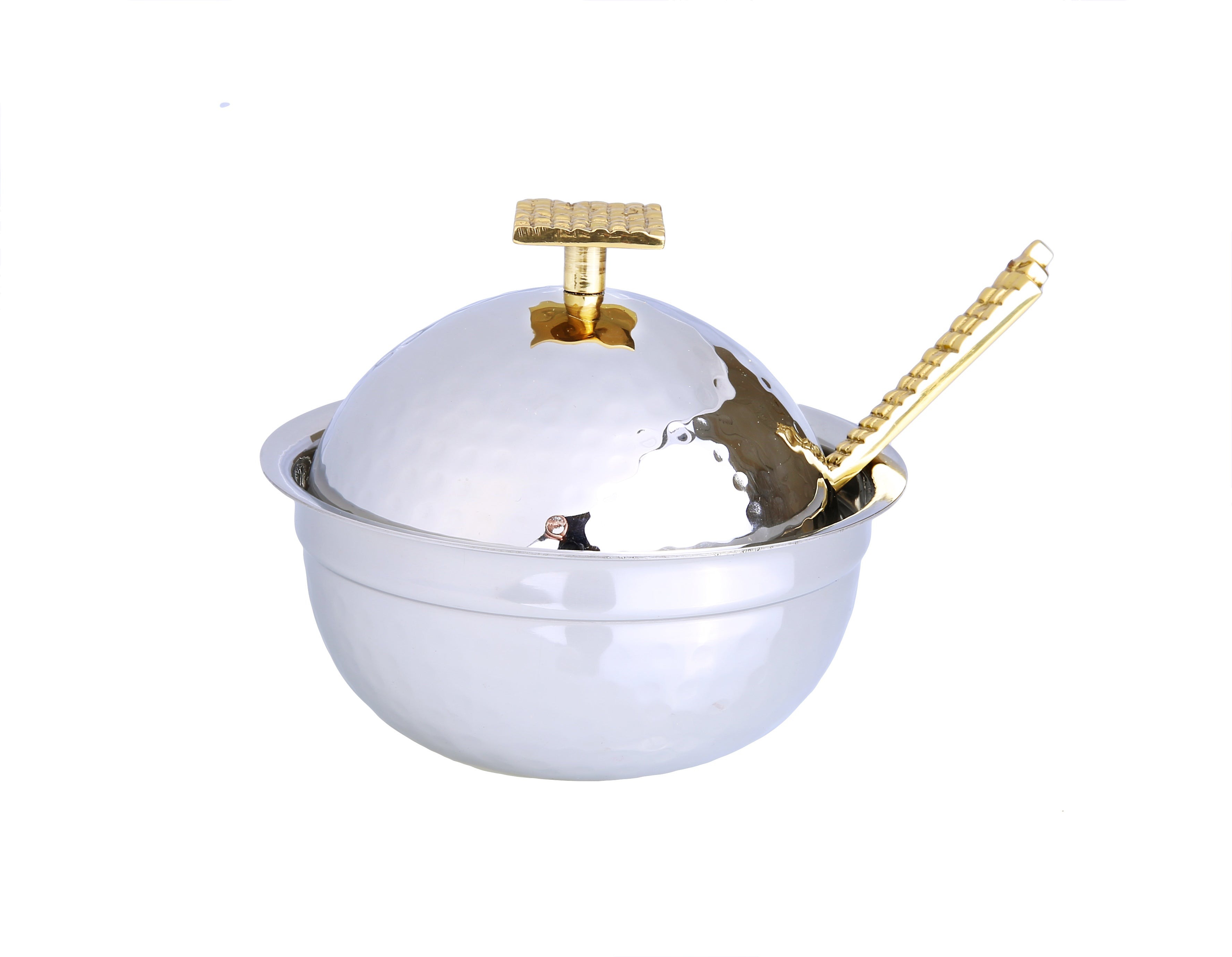 Stainless Steel Honey Dish with Mosaic Handle - 4.25"D x 3"H