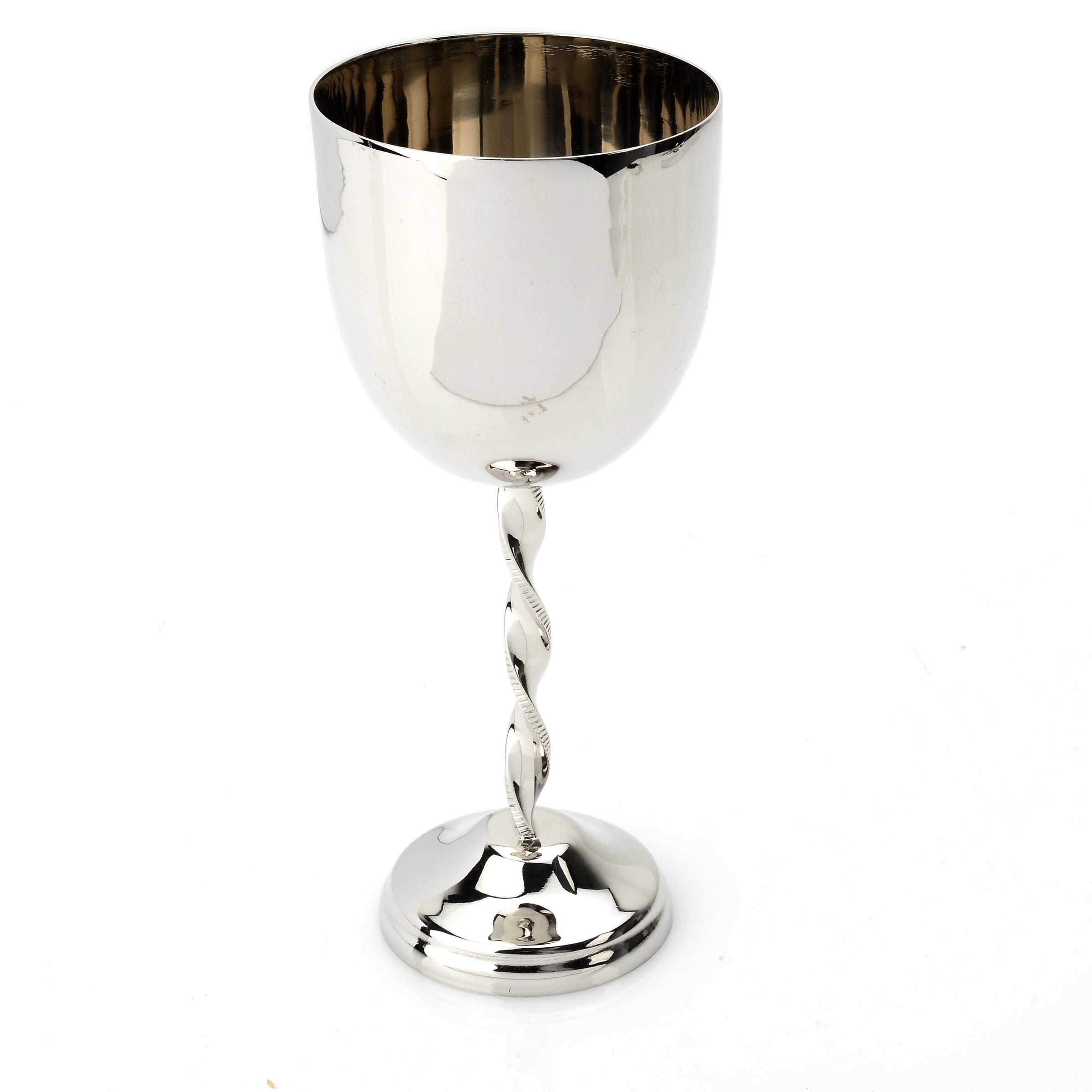 Kiddush Goblet hammered w twisted handles