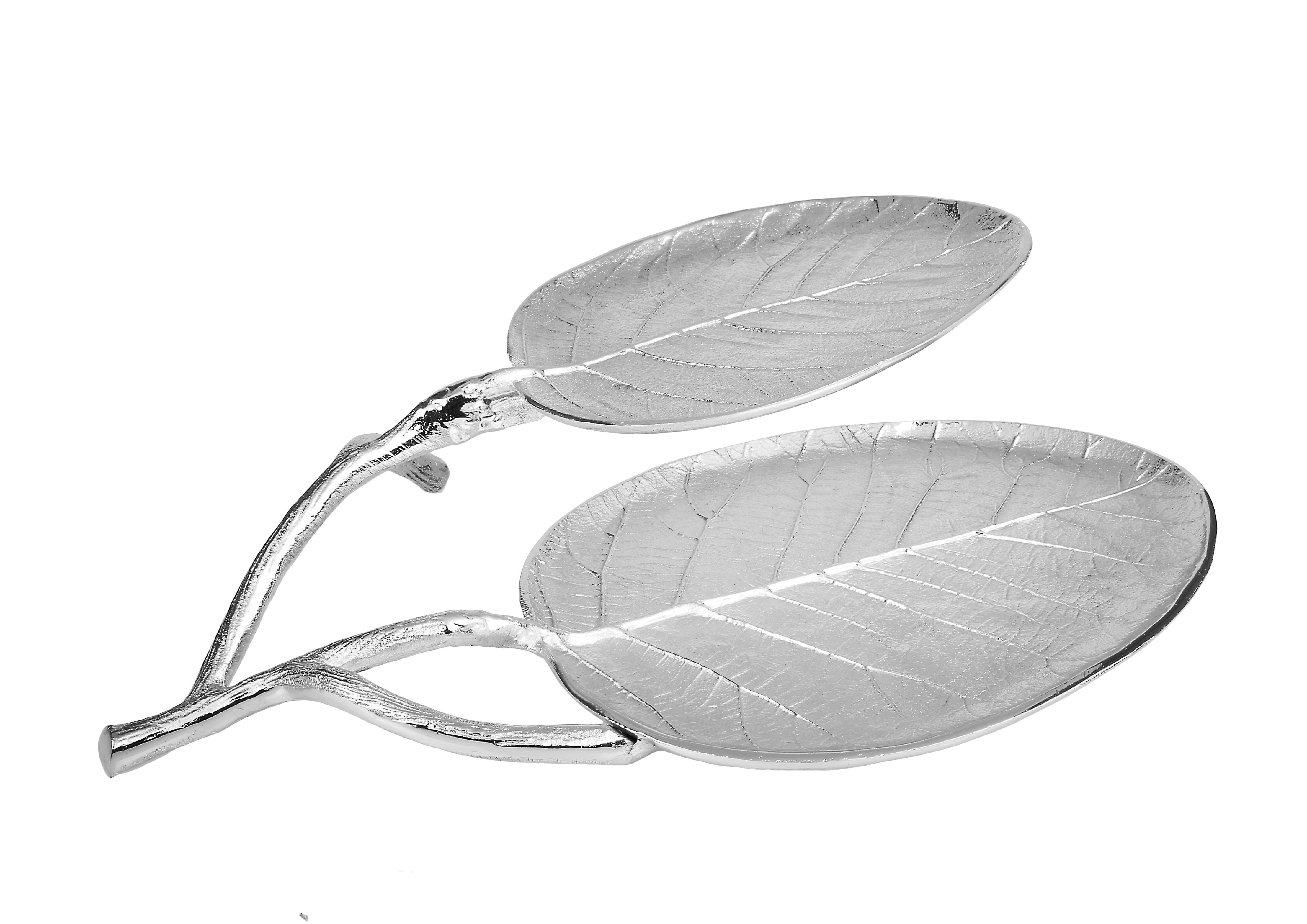 Nickel Leaf 2 Bowl Relish Dish