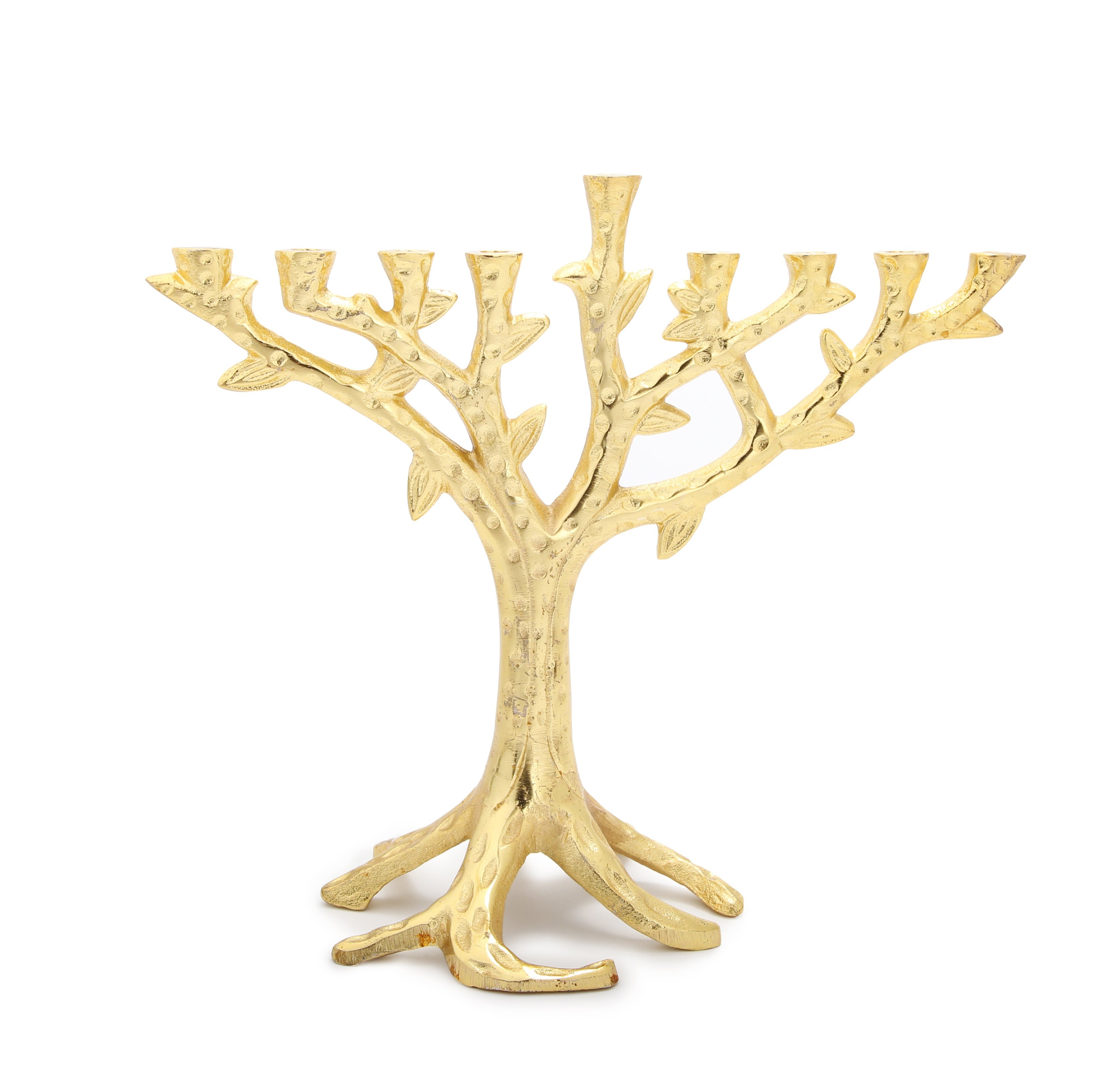 Gold Branch Menorah - 11.5"L x 10.25"H - Base 6.25"W