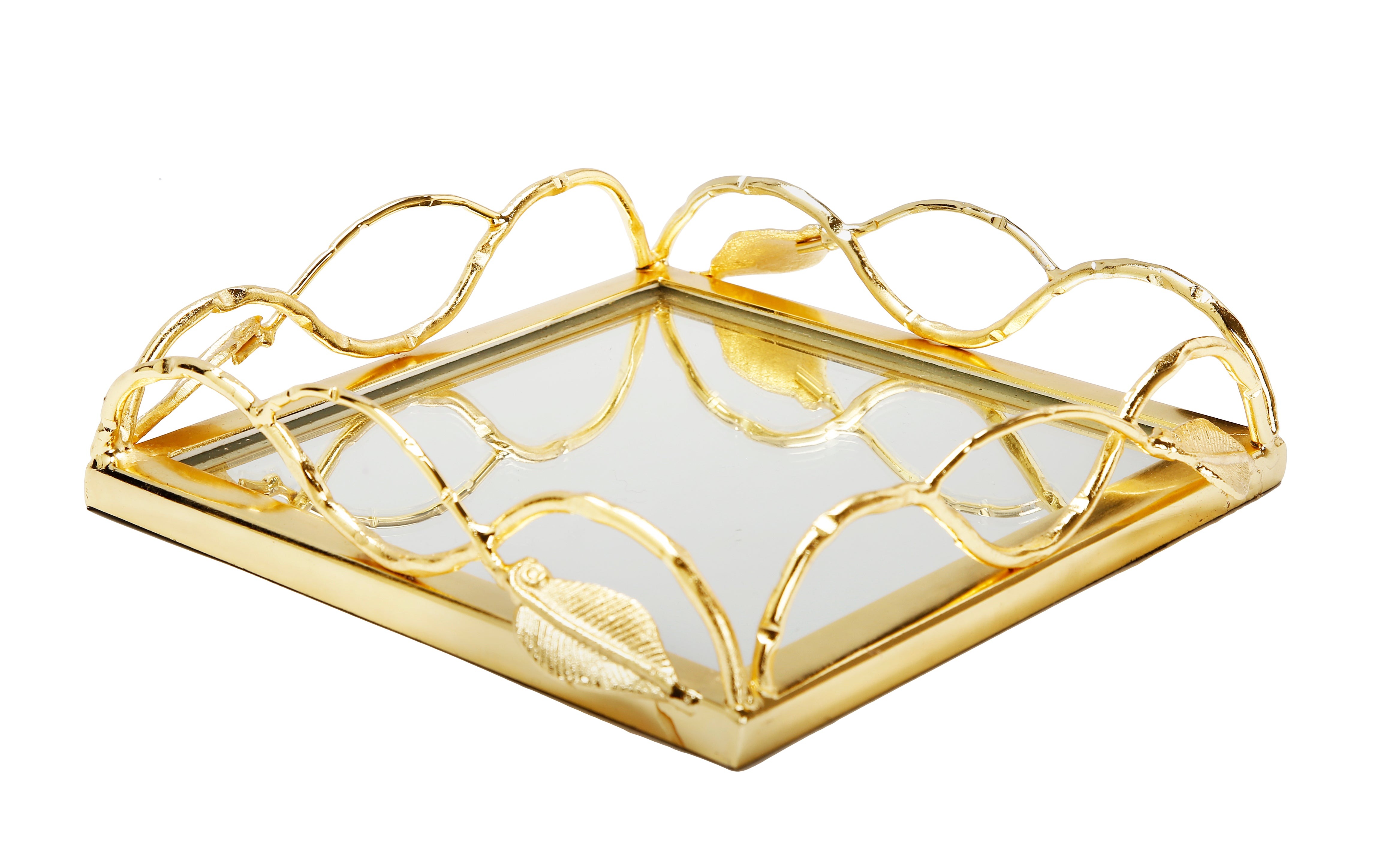 Mirror Napkin Holder with Gold Leaf Design