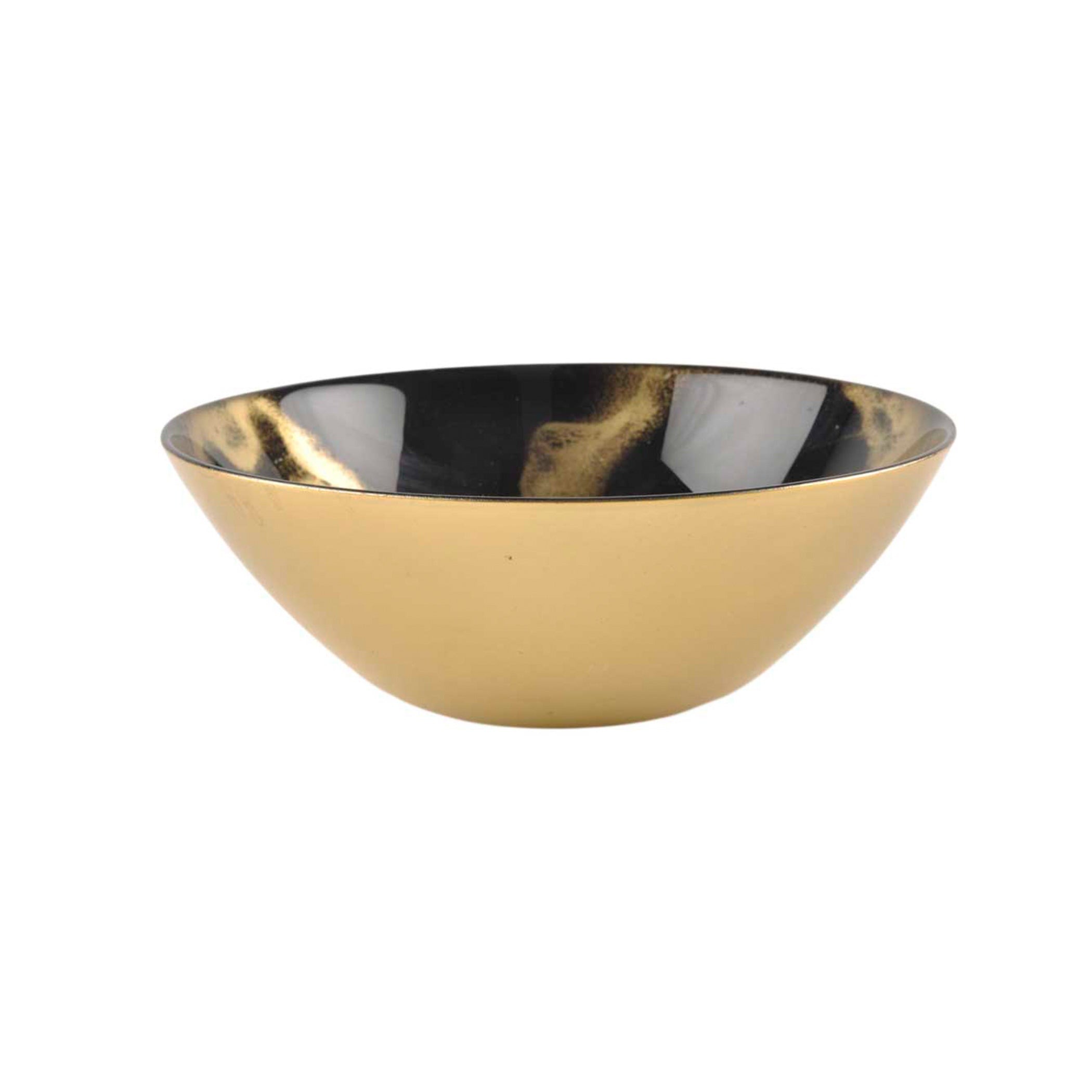 Black and Gold Marbleized Soup Bowl - 6"D x 3"H