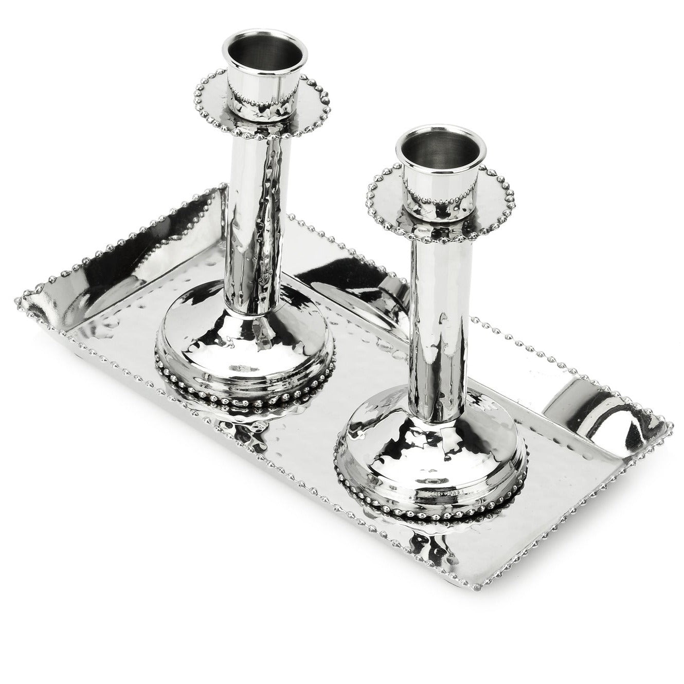 Tray w Two Candlesticks- Beaded Design