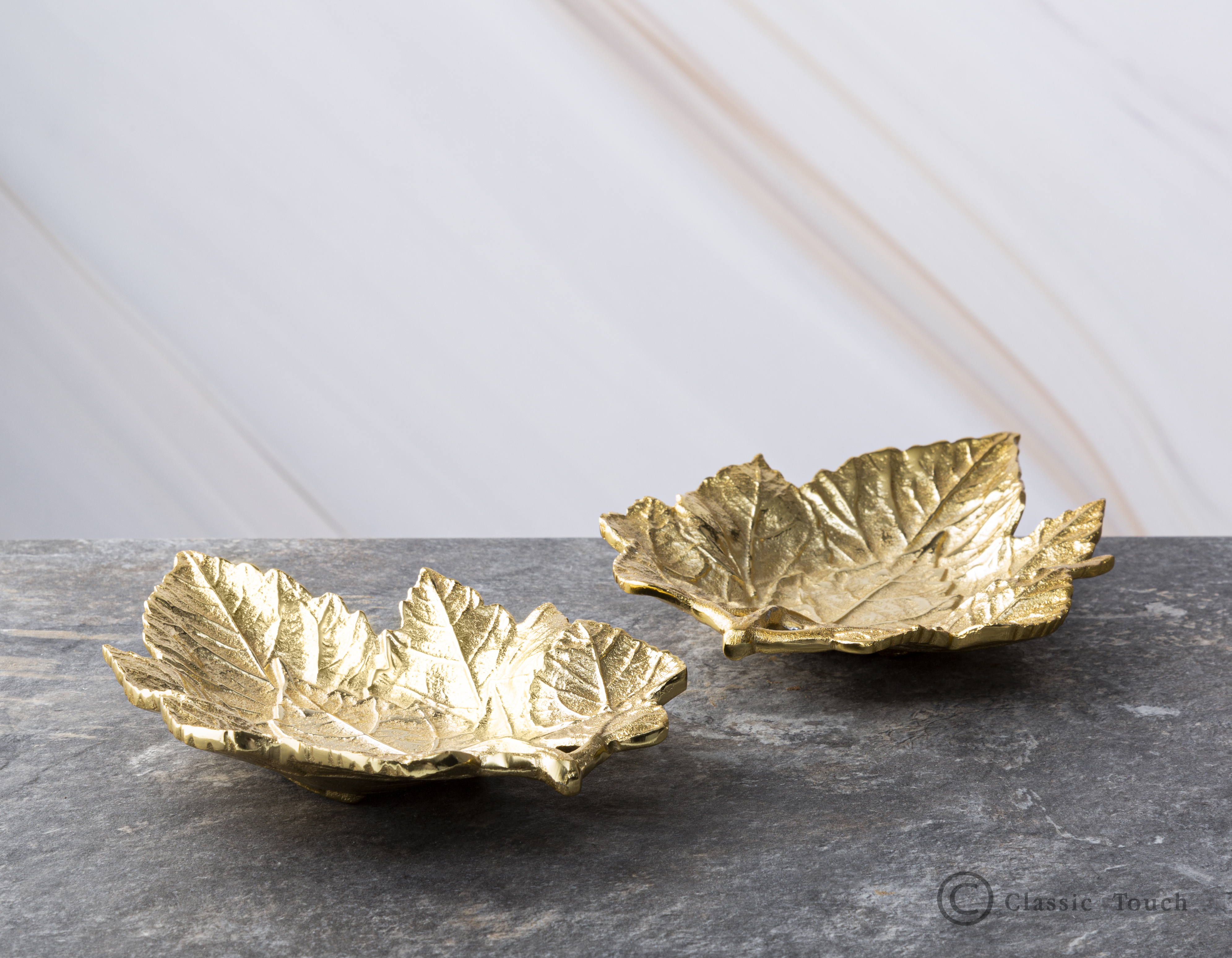 Set of 2 Metal Gold Leaf