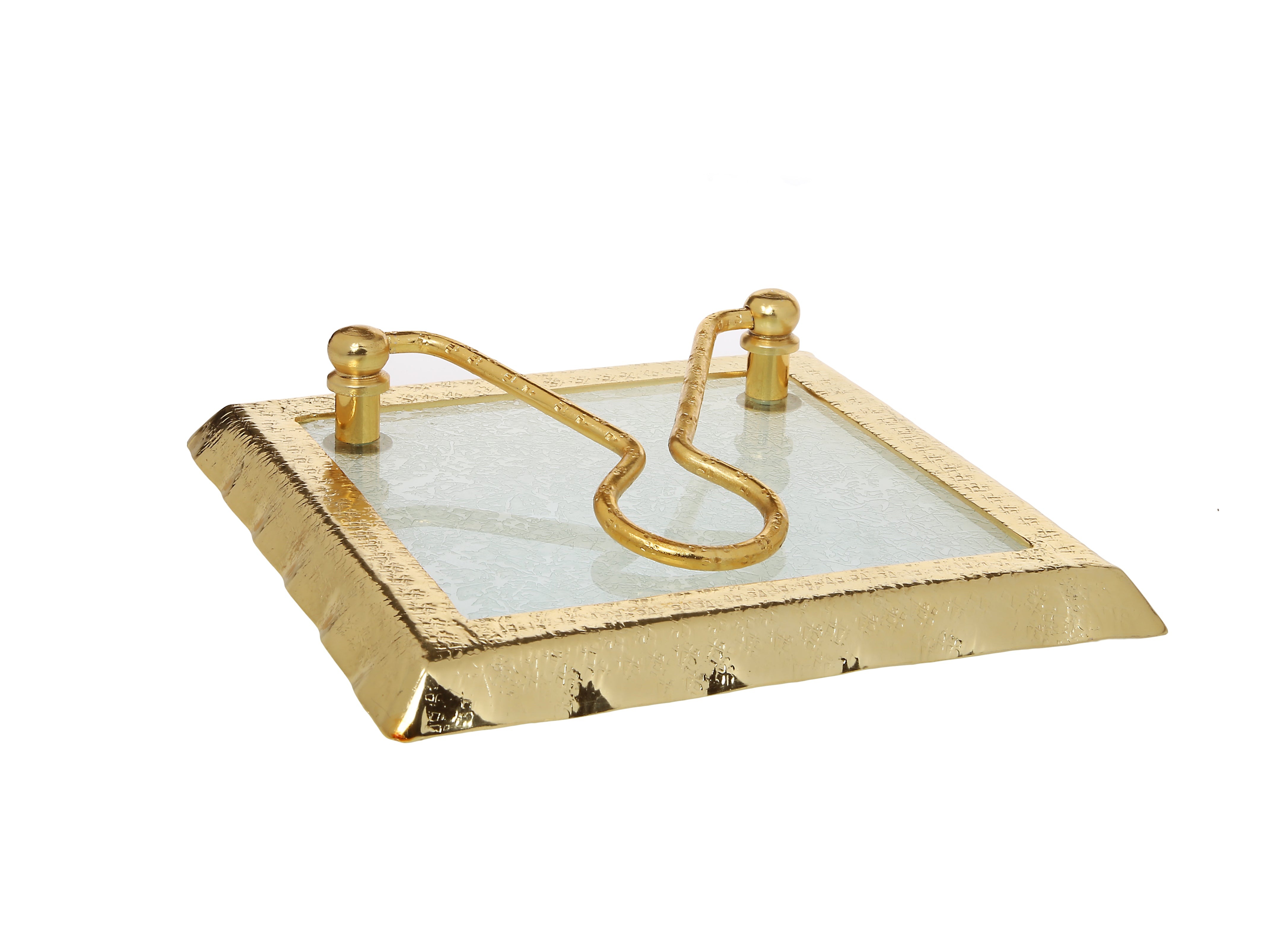 Napkin Holder with Gold Rim - 7.75"L x 7.75"W x 2.25"H