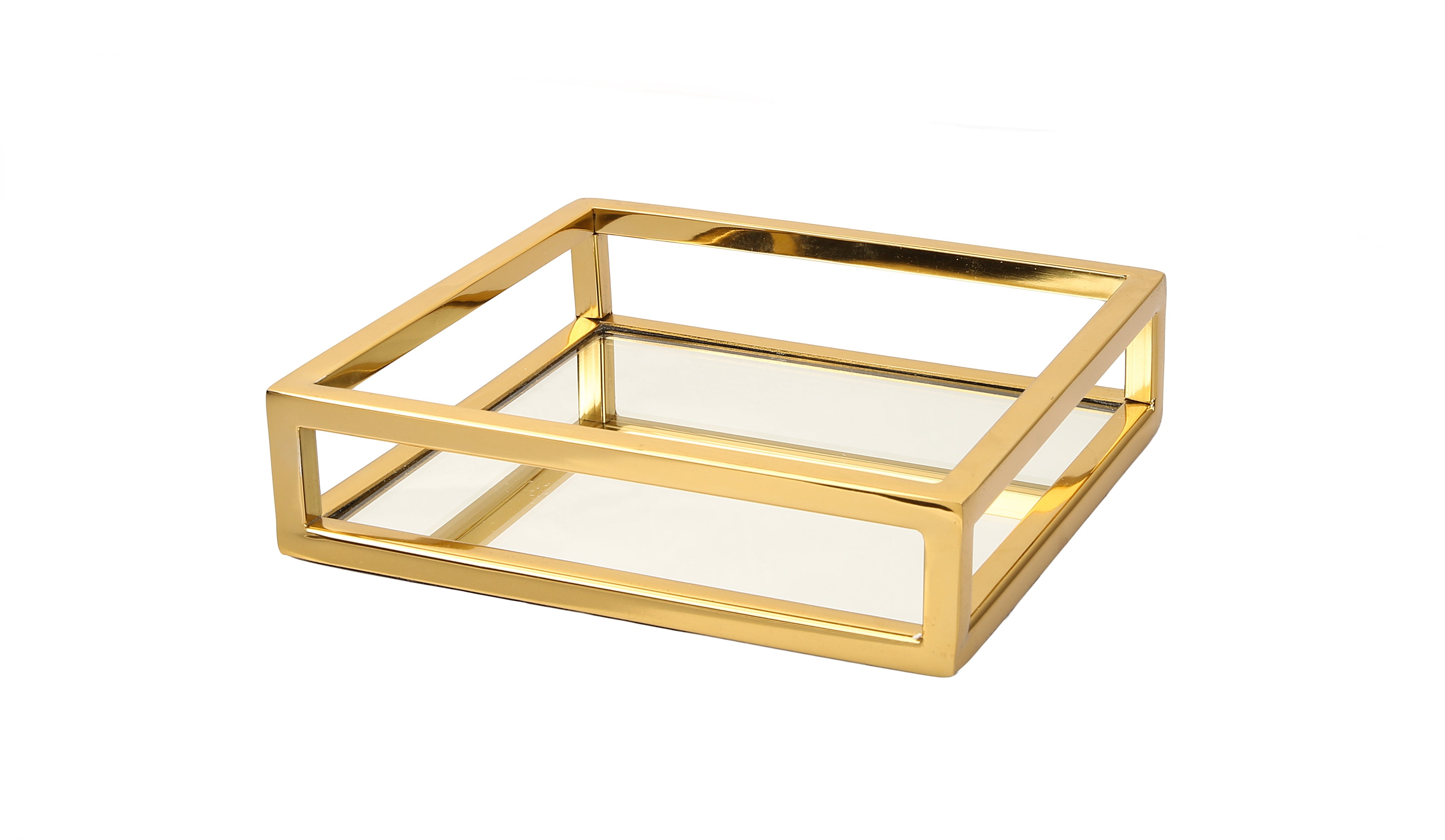Mirror napkin Holder- Gold- 8x8x2
