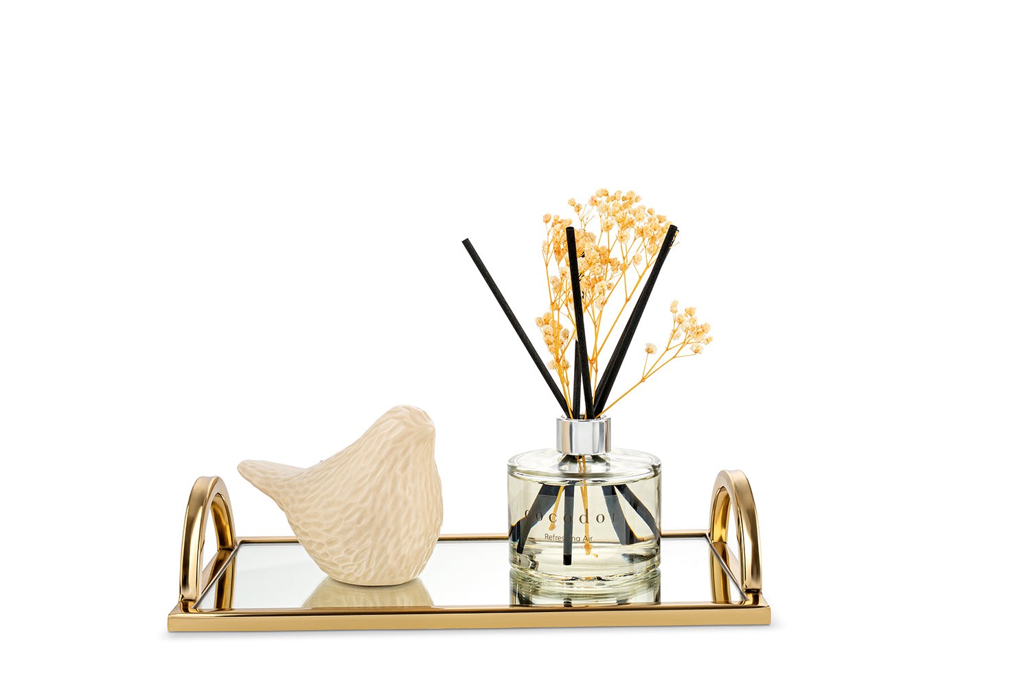 Rectangular Mirror Tray with Gold Handles -12" x 7" x 2"
