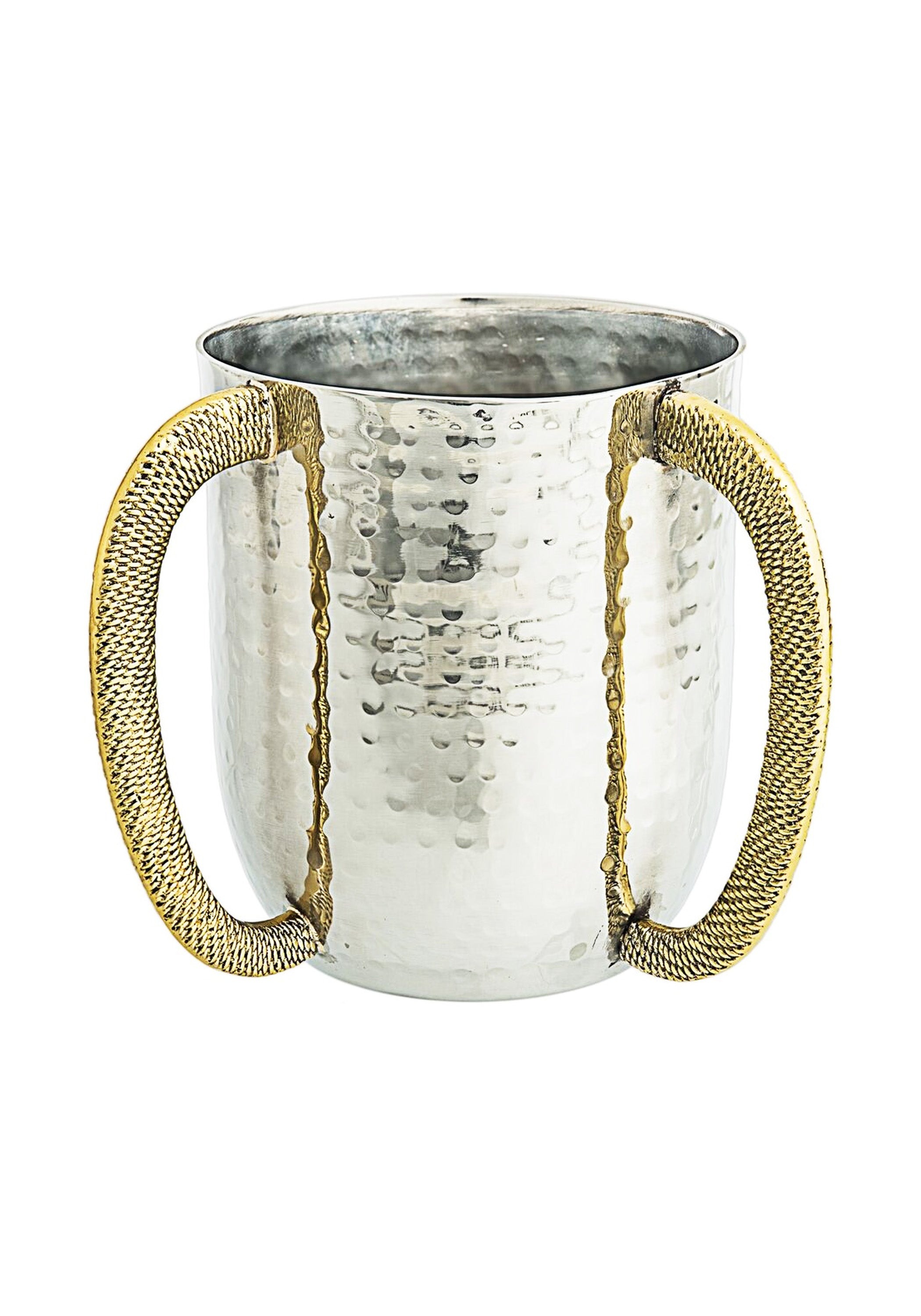 Stainless Washcup with gold Handles-Goldtone Collection- 4.8" x 4"