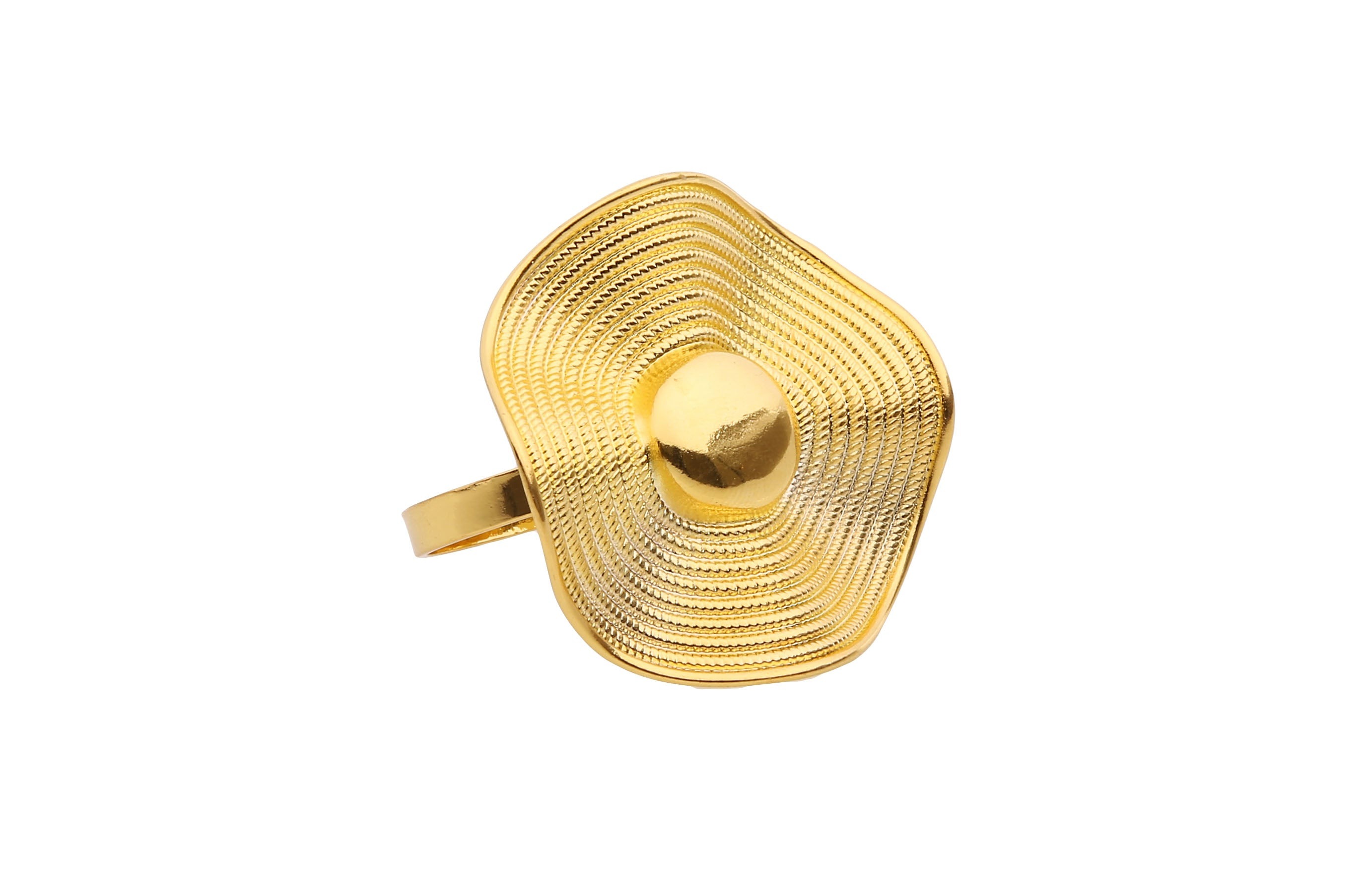 Set of 6 Gold Button Design Napkin Rings