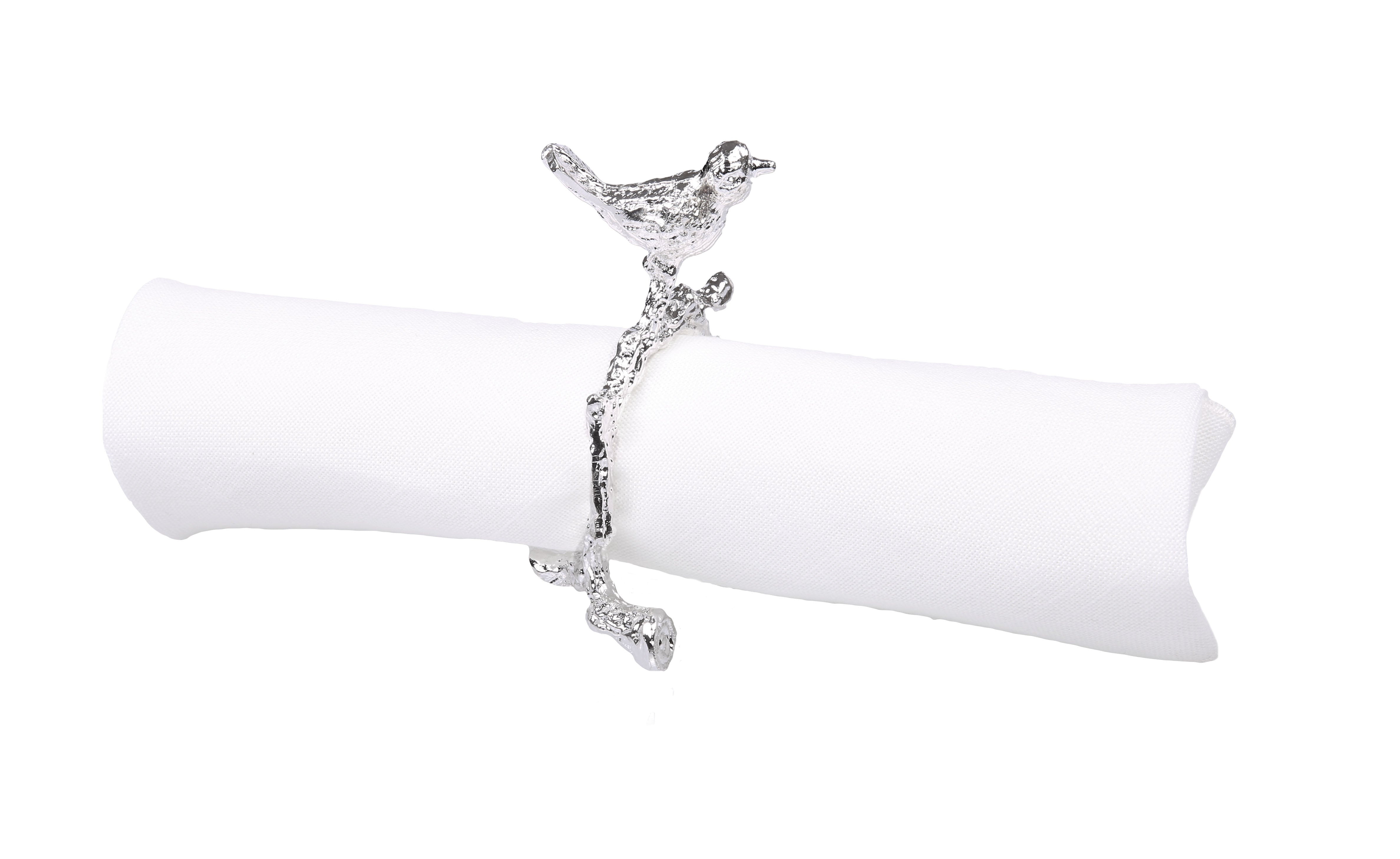 Set of 4 Silver Bird Design Napkin Rings