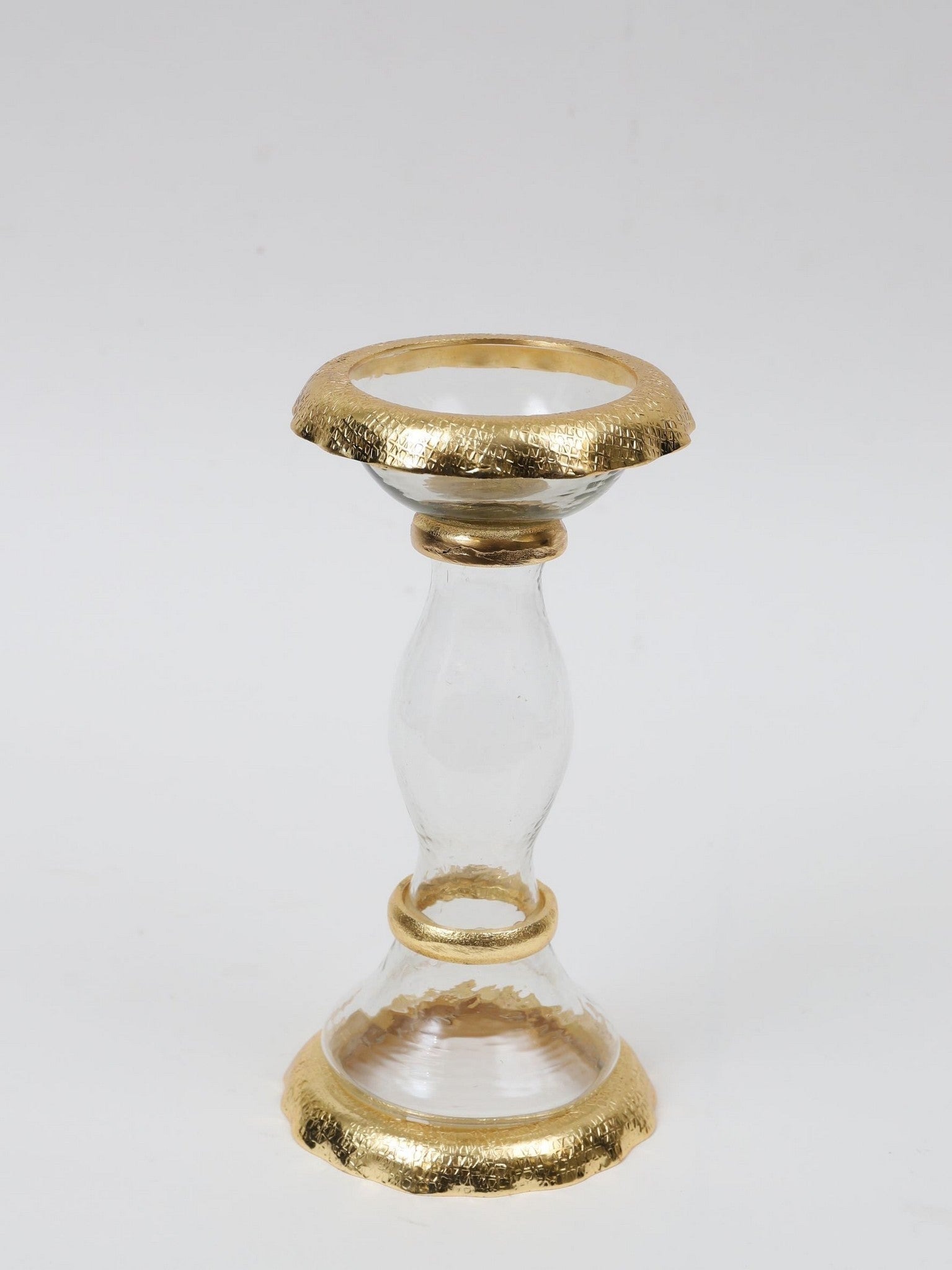 Glass Candle Holder with Gold Border-13"H