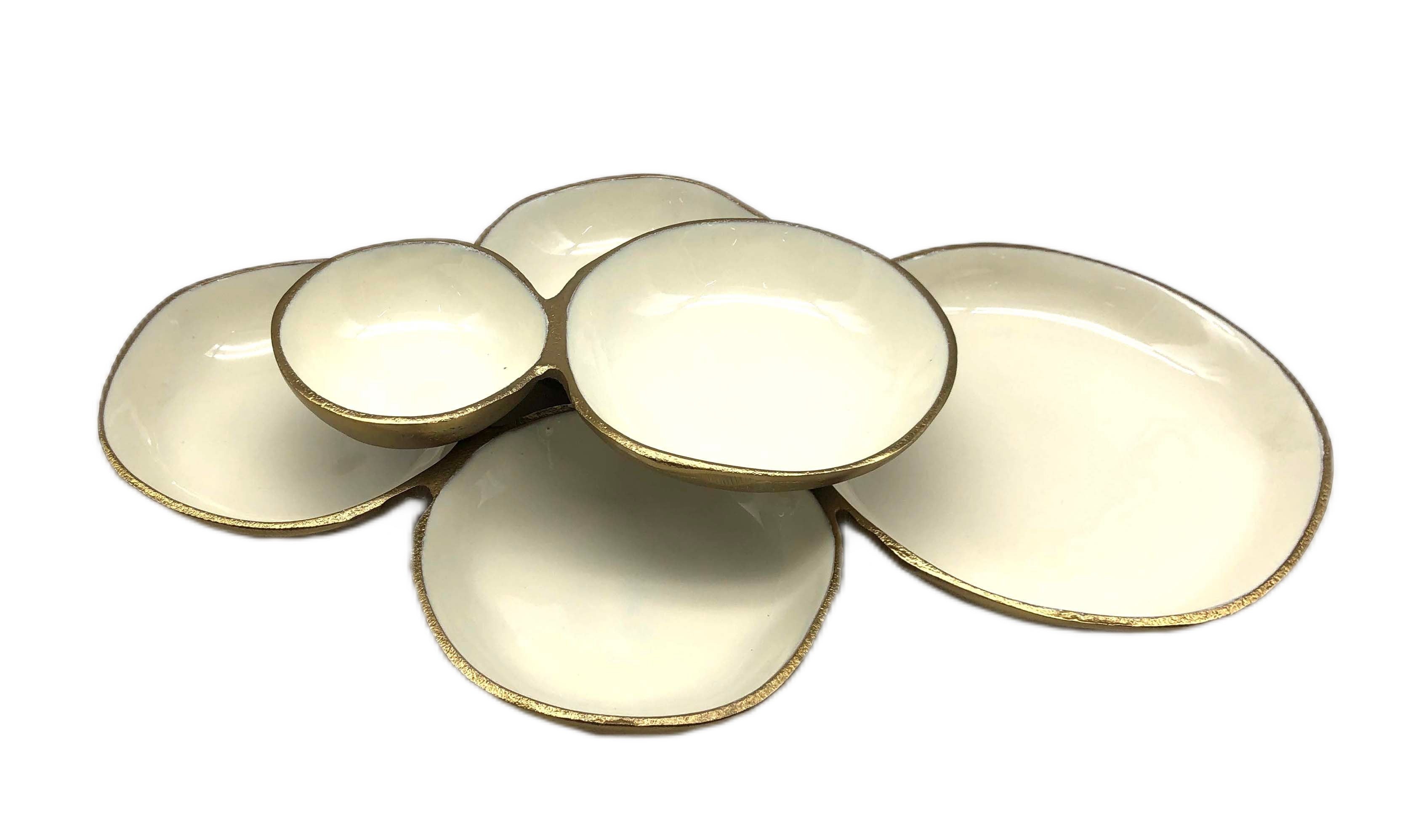 Multiple Cluster Bowl White and Gold Small