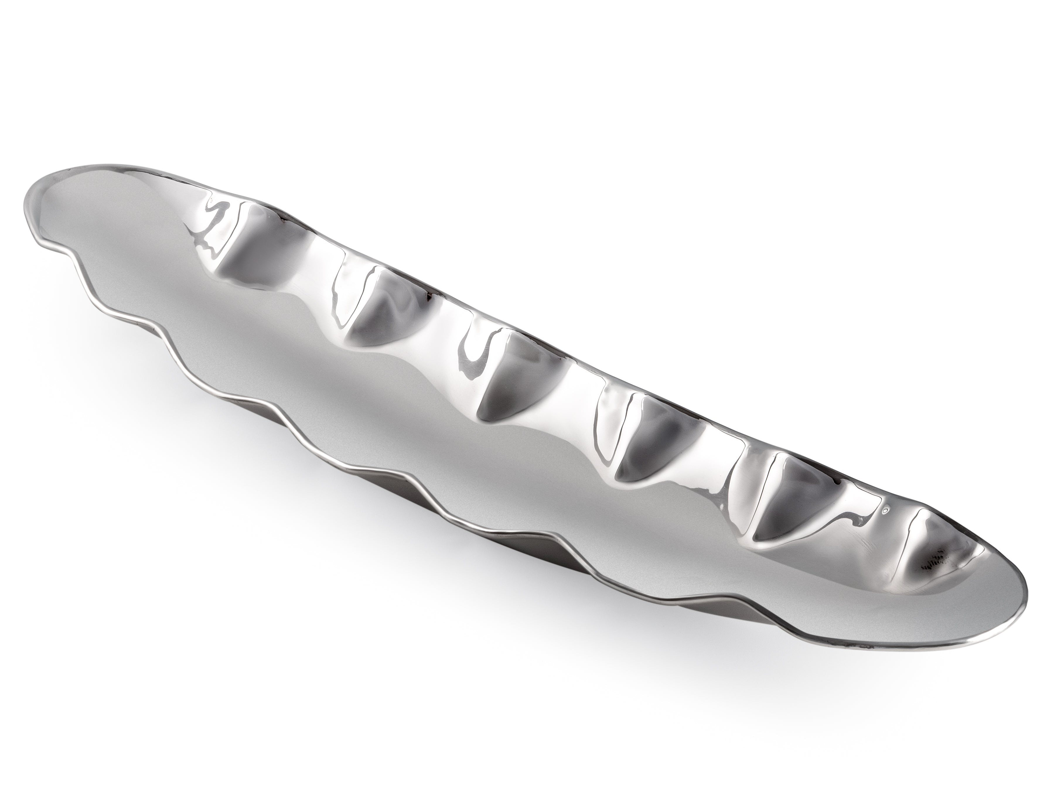 Stainless Steel Boat Dish with Wavy Edge - 22.5"L x 4.75"W