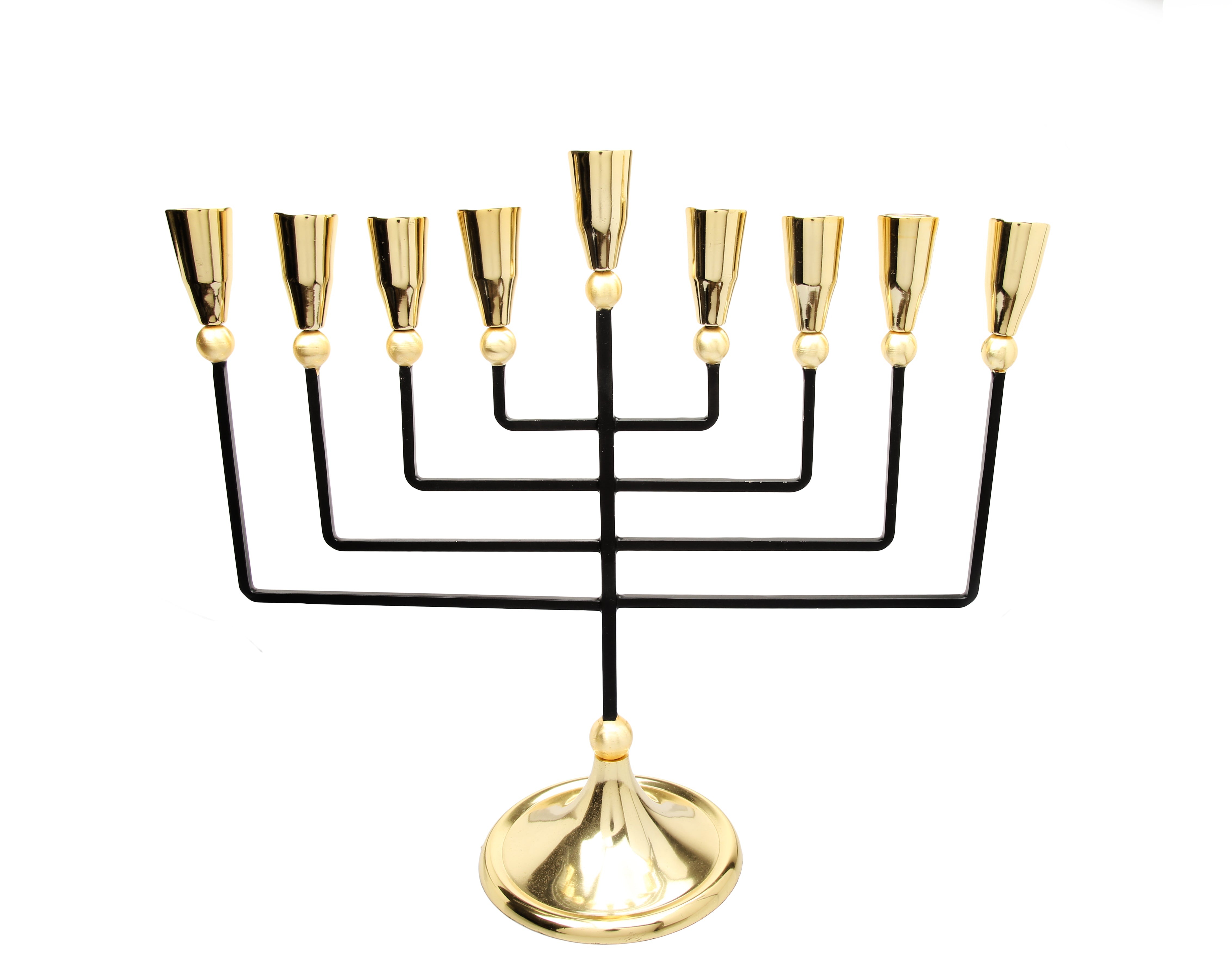 Black and Gold Straight Cut Menorah - 17"L x 15.5"H