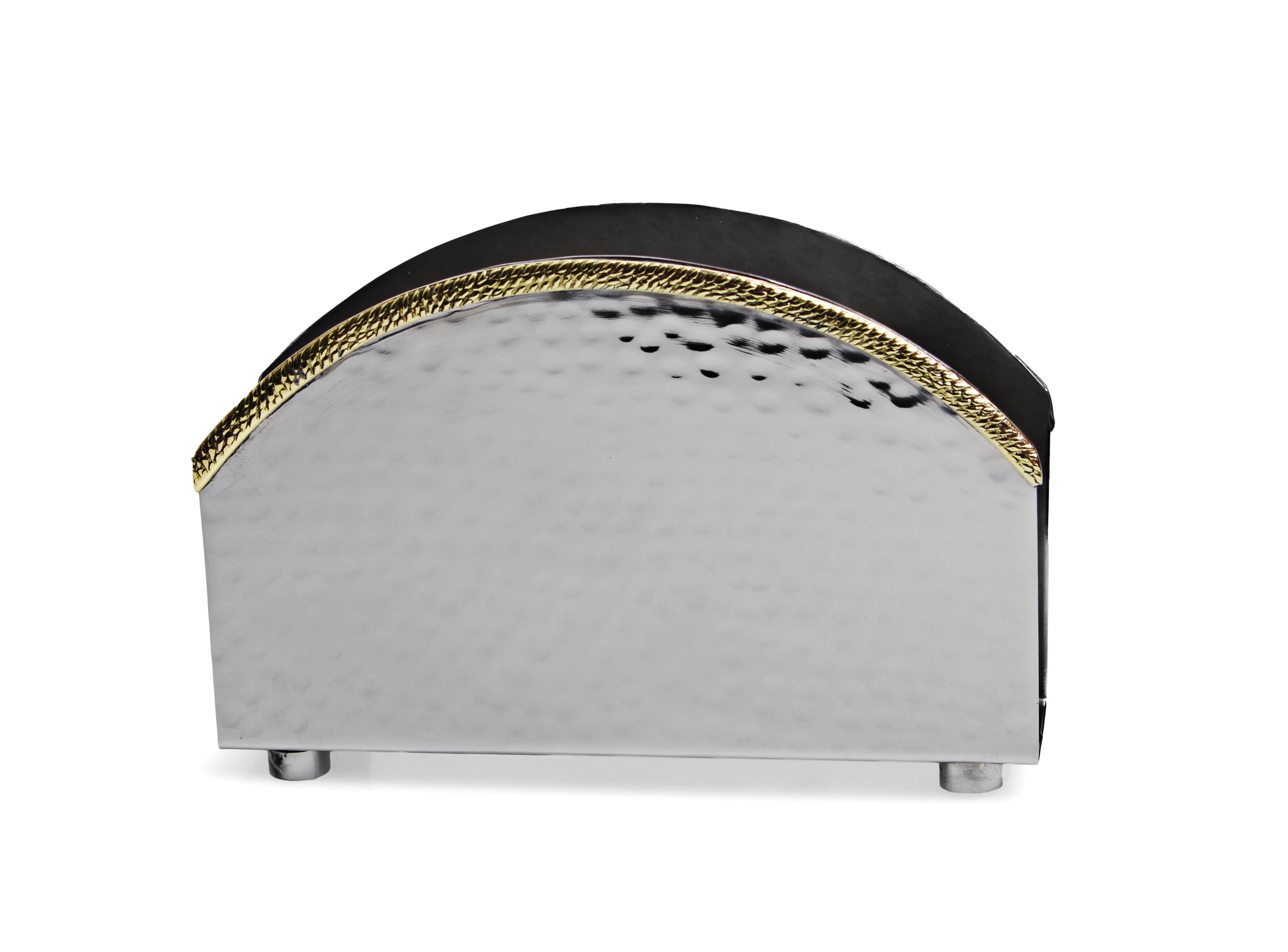 Nickel Napkin Holder with Gold Border- Goldtone Collection - 6"L x 4"H
