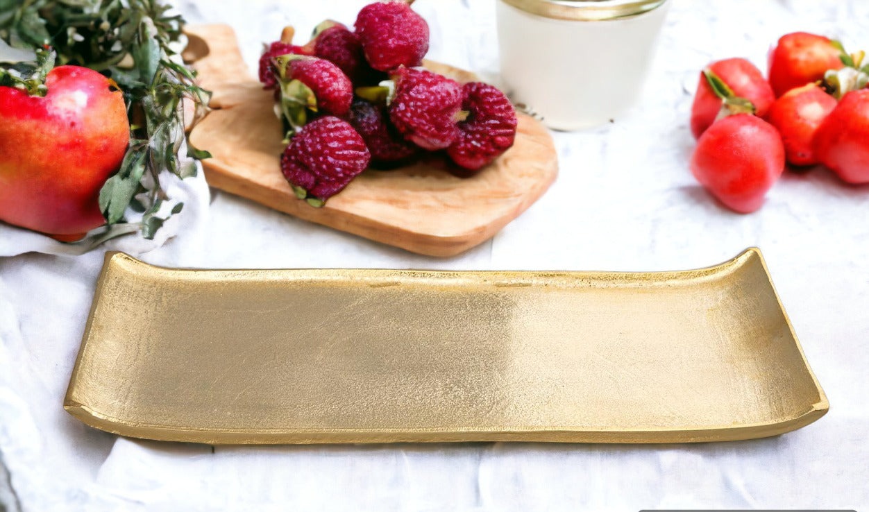 Gold Oblong Tray - 17.75"L x 7"W