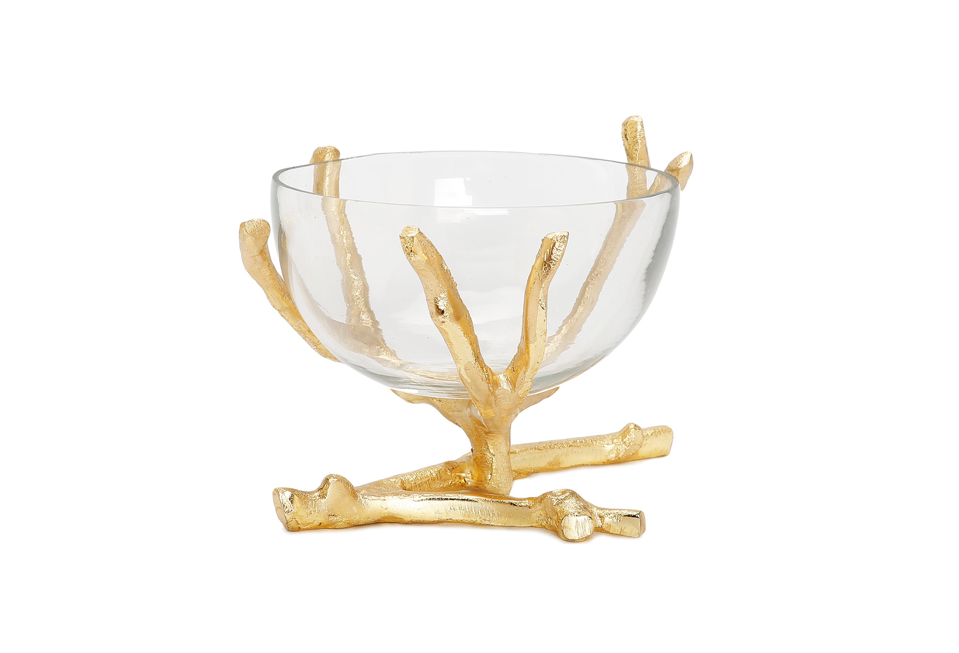 Medium Gold Twig Base Removable glass Bowl