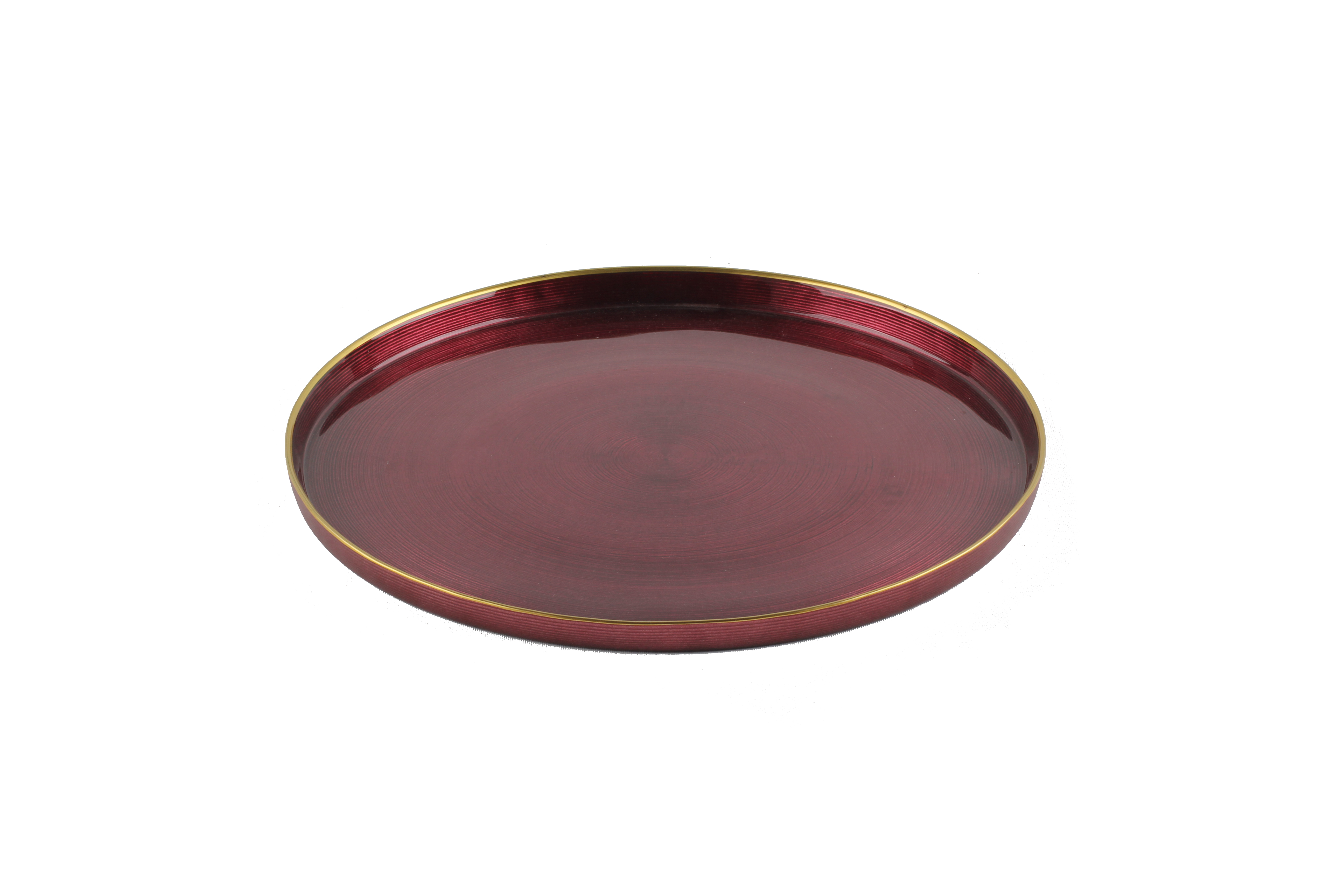 Set of 4 Burgundy Chargers with Wall and Gold Rim