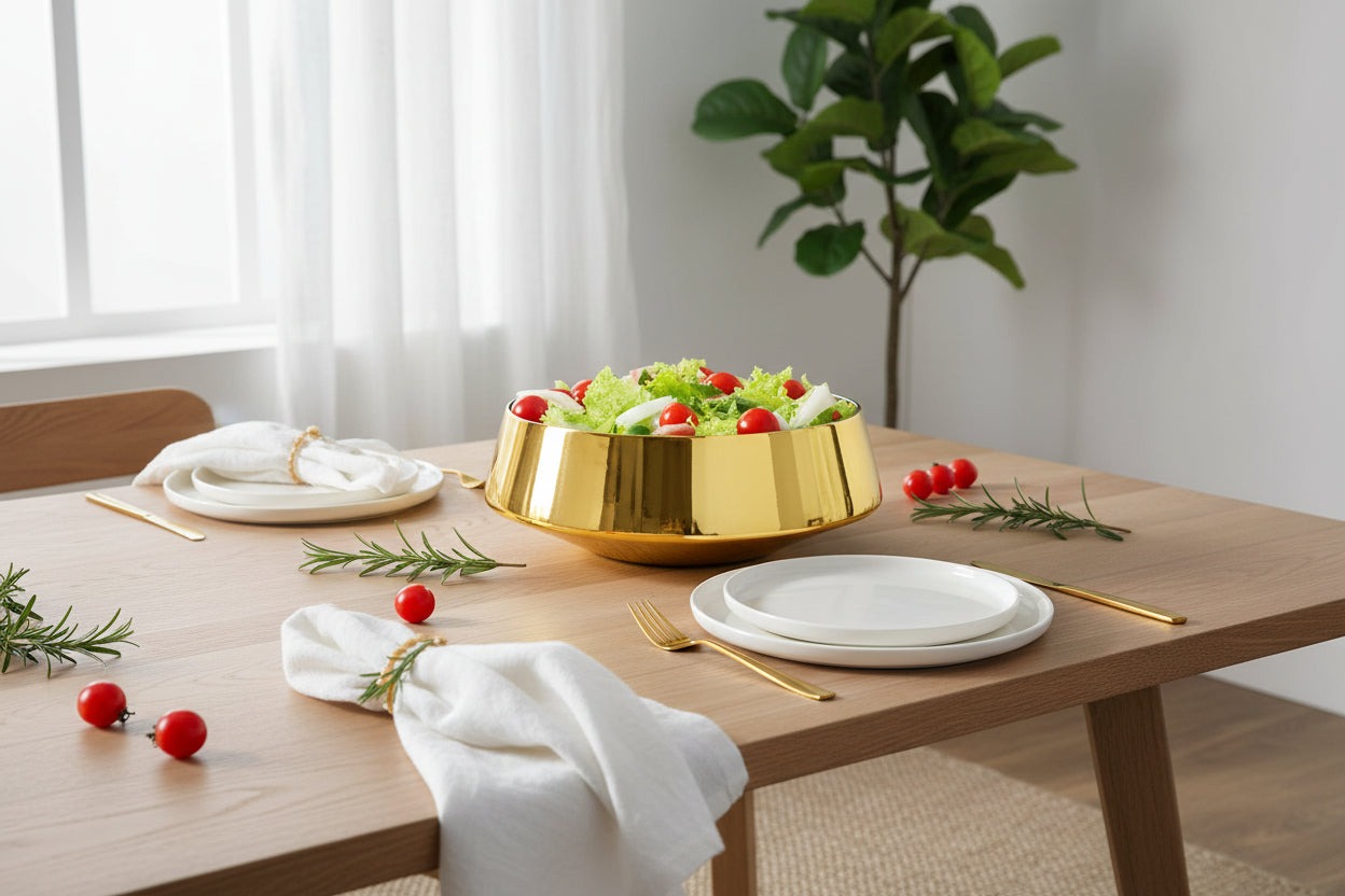 Gilded Salad Centerpiece Bowl