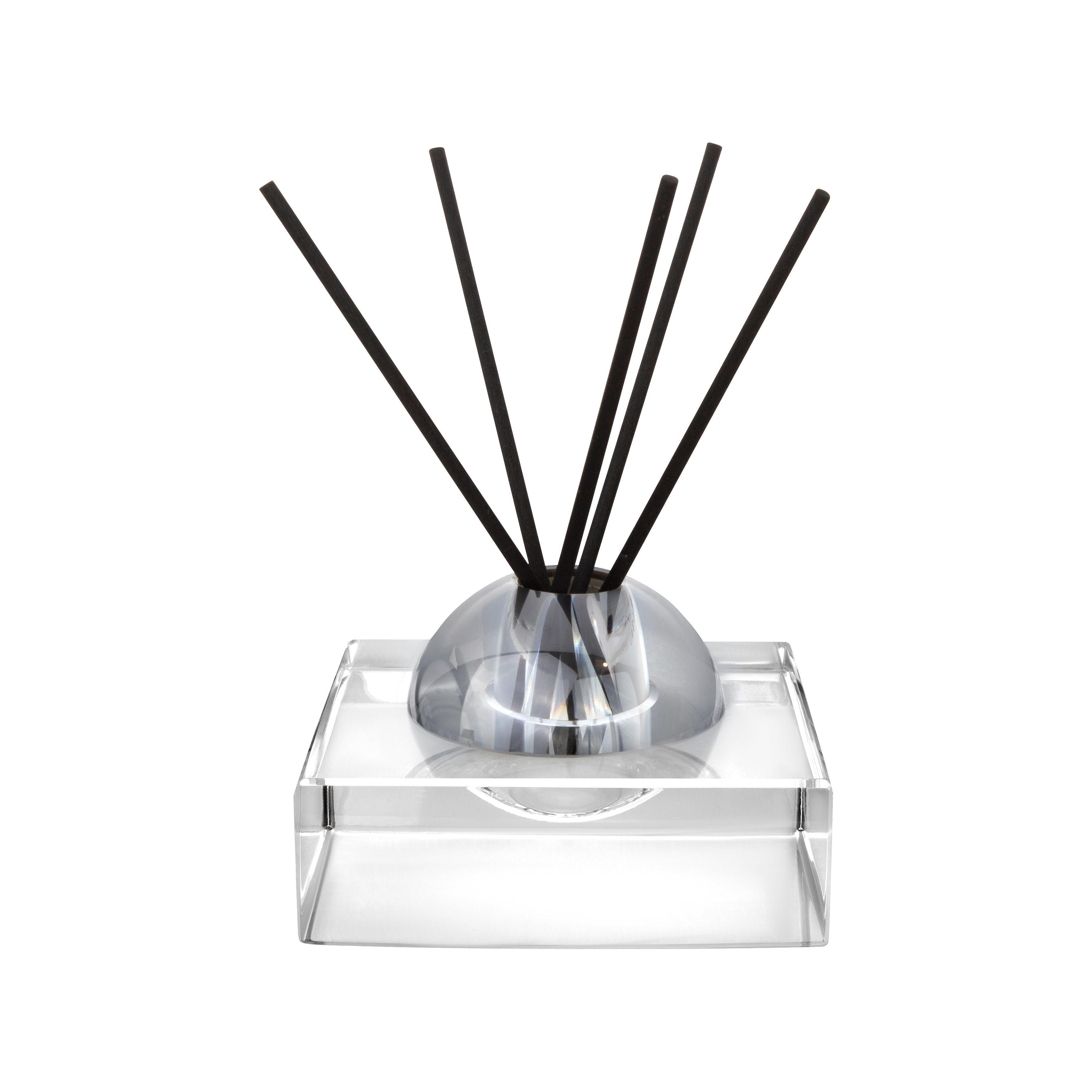 Reed Diffuser Clear Square Base and Smoked Dome - Lily of the Valley - Gift Box - 5.5 x 5.5 x 2.95"H
