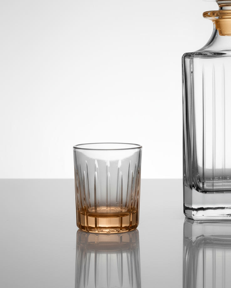Set of 6 Glass Timeless Shot Glasses, 2.7 oz Amber Shade on the Bottom