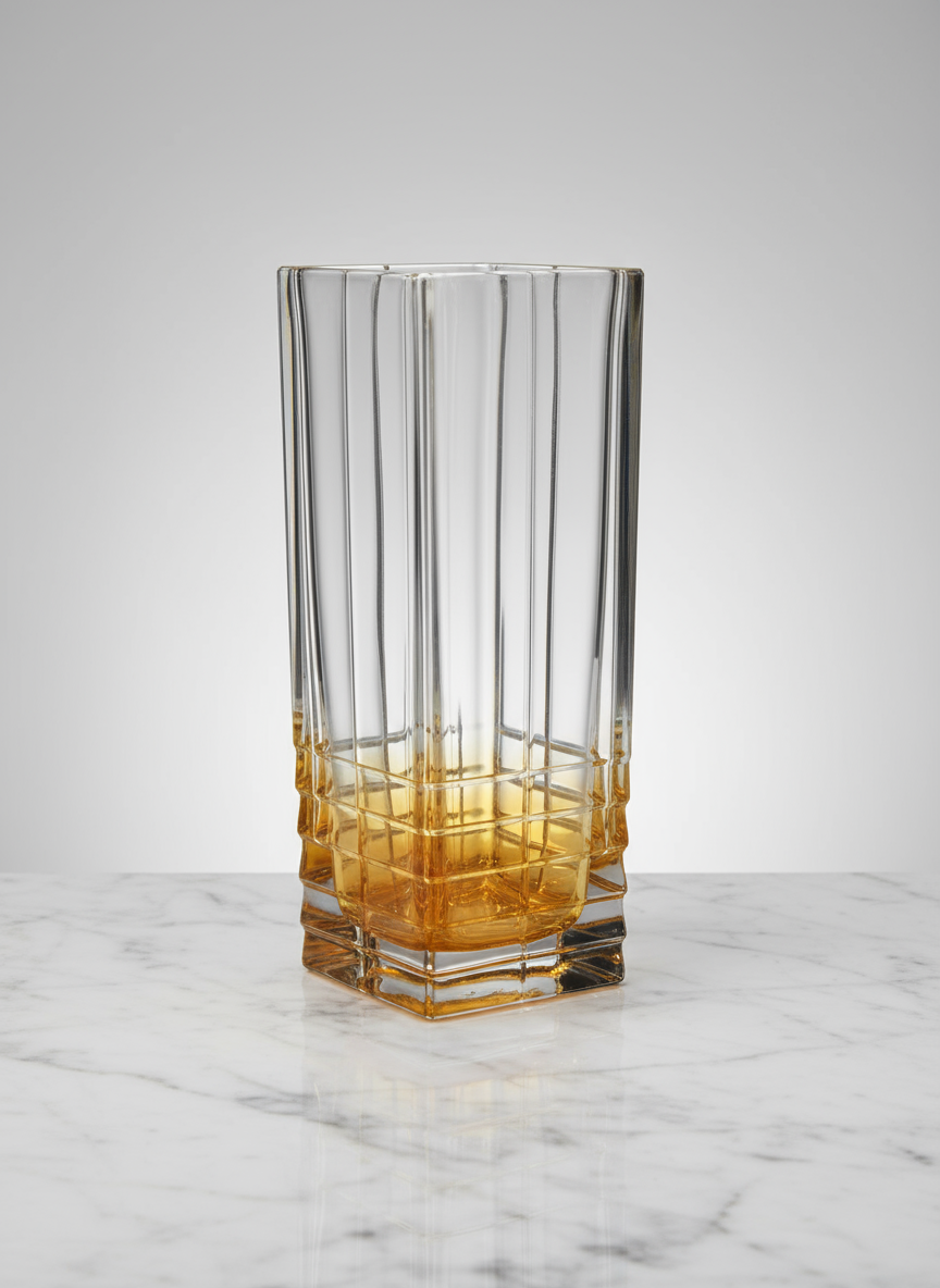 Square Vase with Diamond Cut and Shade on Bottom