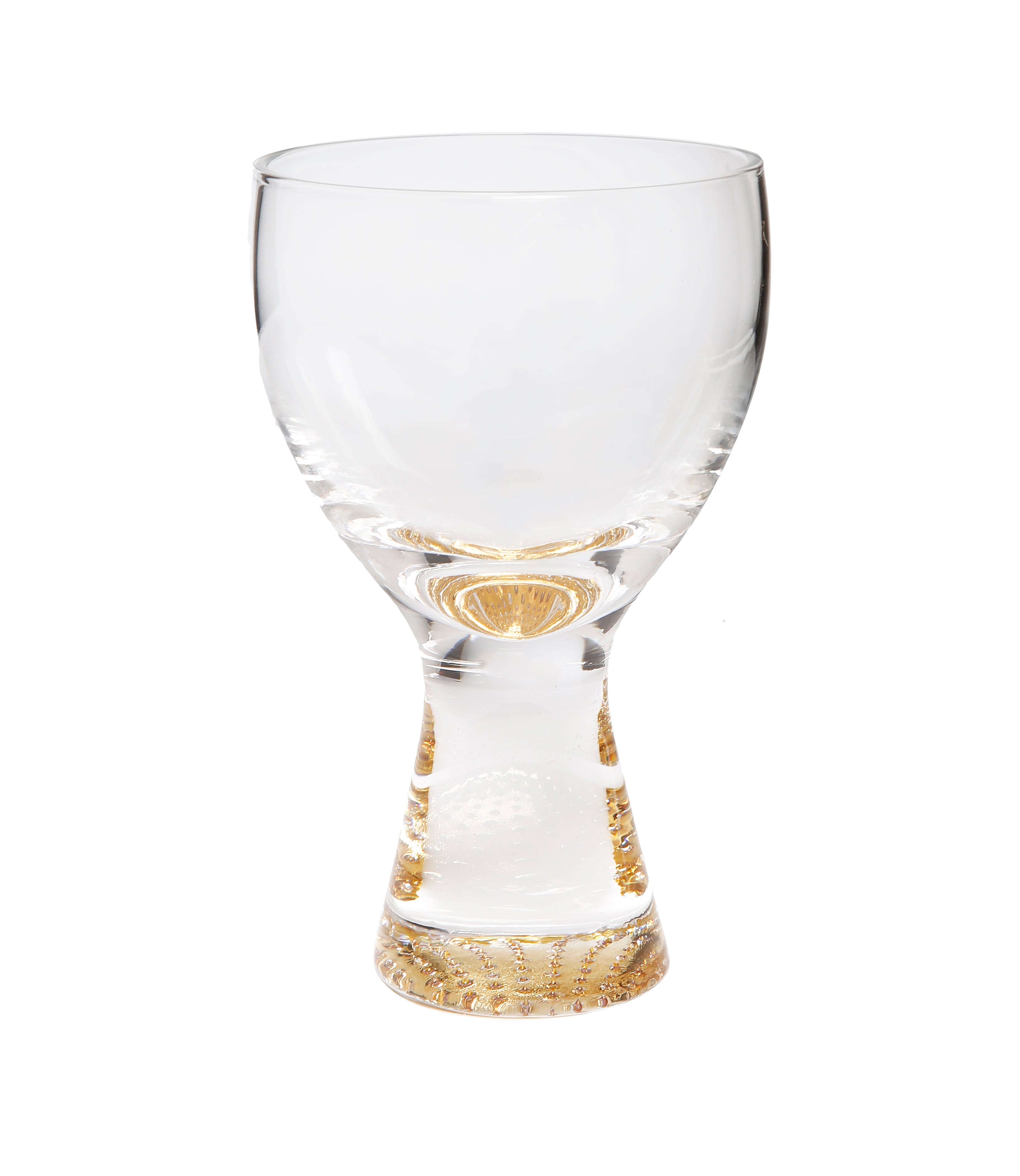 Set of 6 Water Glasses with Gold Reflection Base - 3.5"D x 6"H