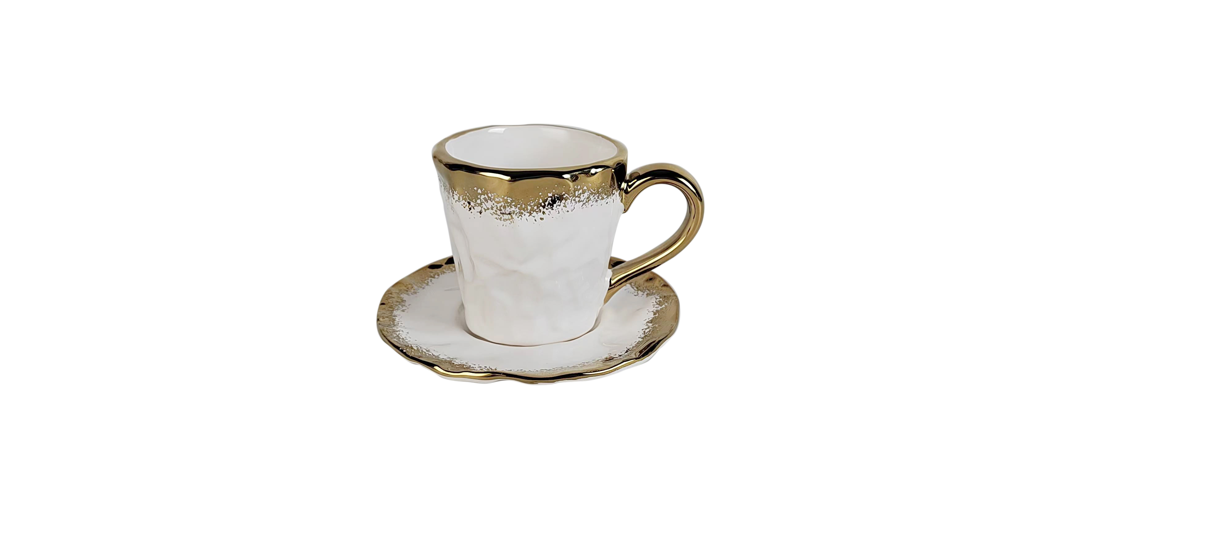 White Porcelain Coffee Set with Gold Edge