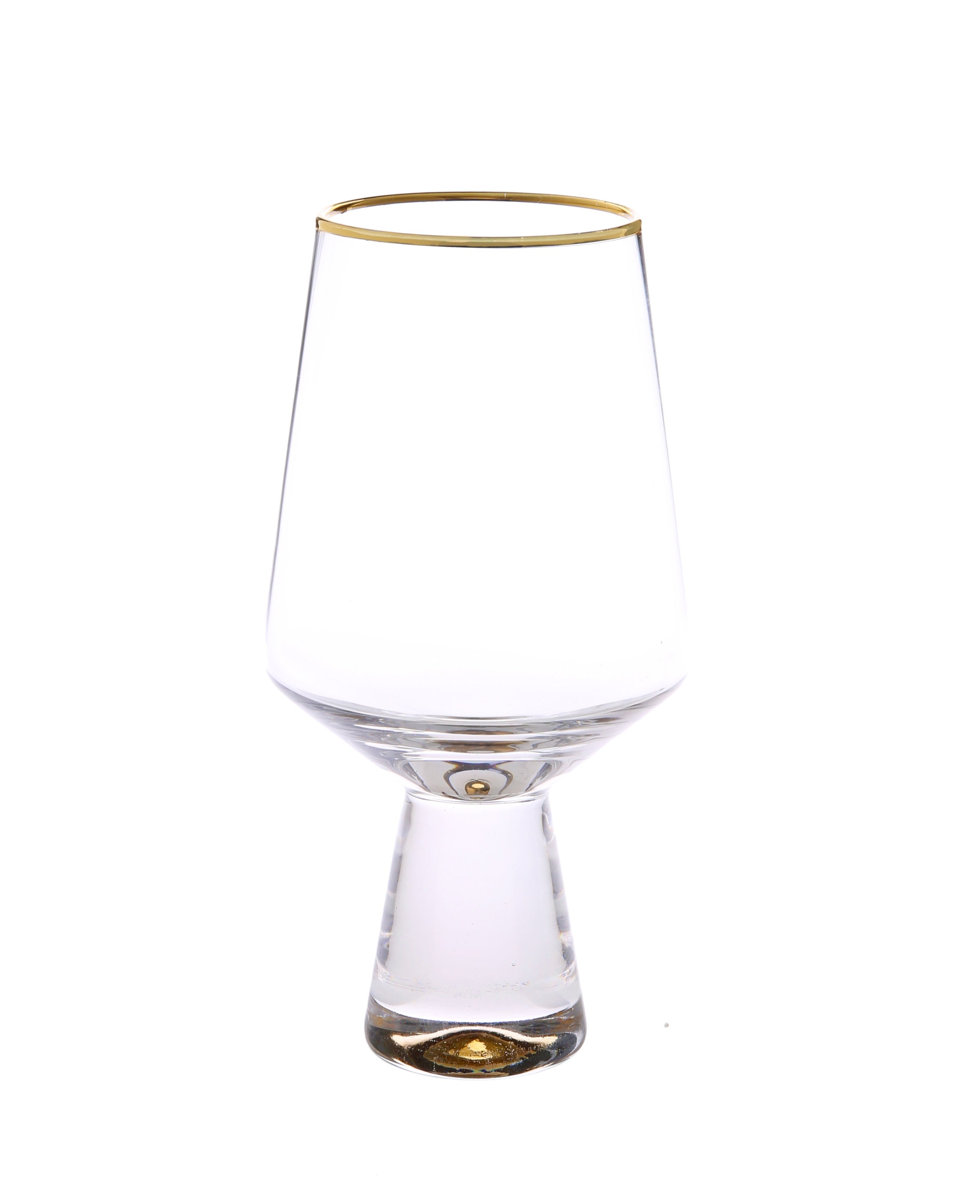 Set of 6 Water Glasses with Gold Base and Rim - 2.25"D x 6.5"H