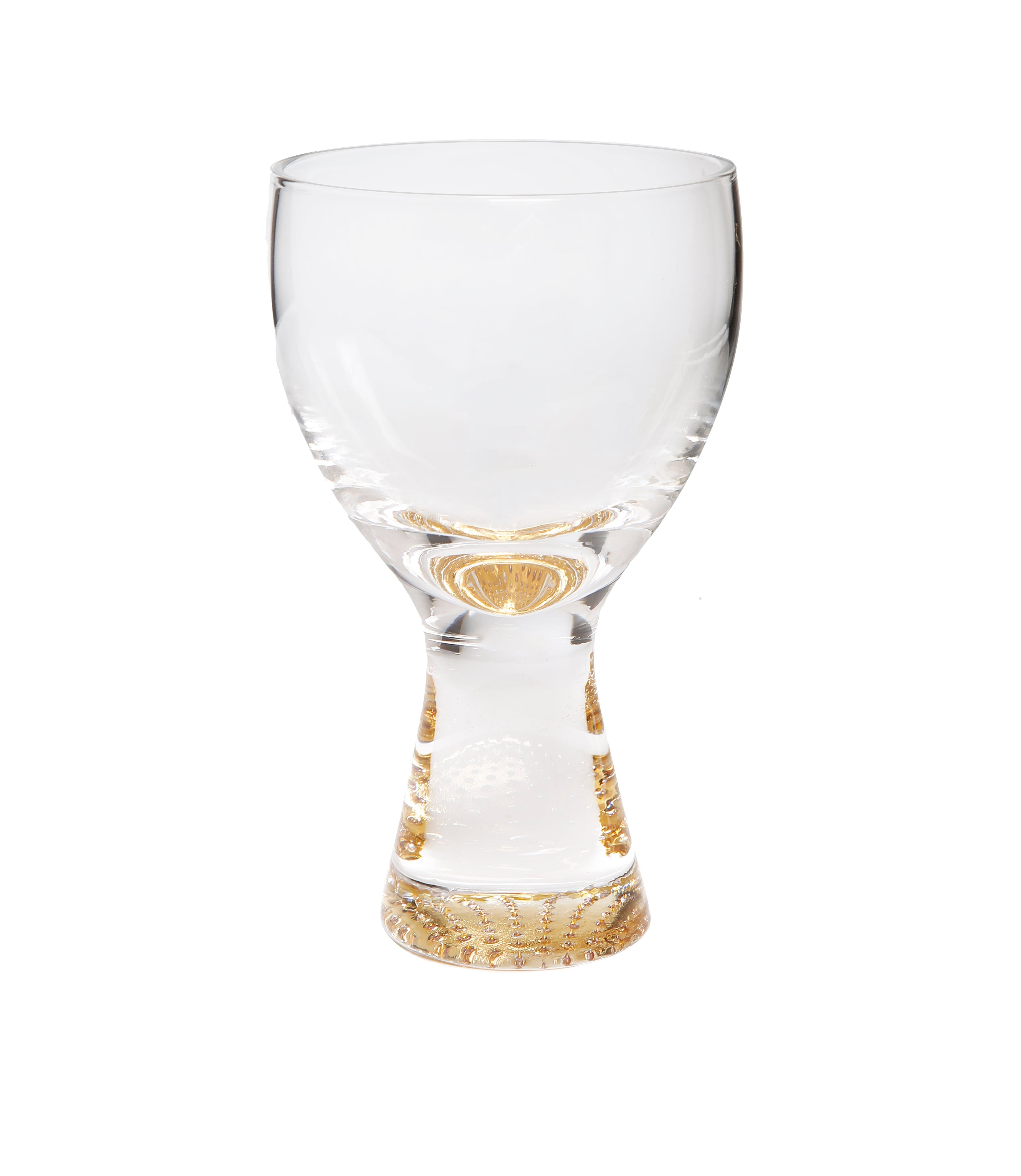 Set of 6 Wine Glasses with Gold Reflection Base - 3.25"D x 5.25"H