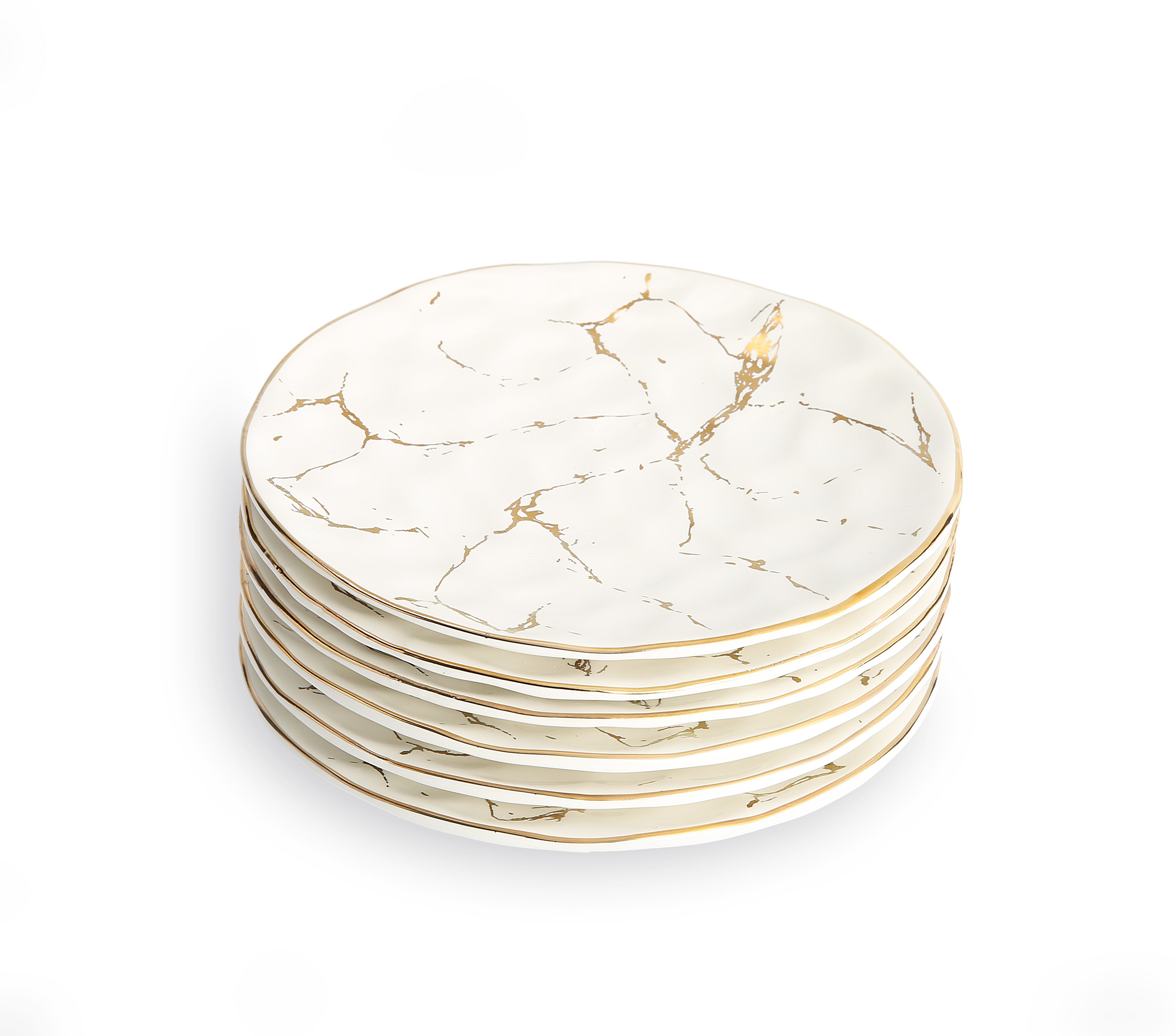 Set of 6 Dessert plate with Gold design 6.75"