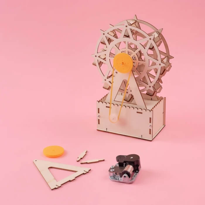 Kitsville Music Box Ferris Wheel DIY Kit, Educational STEM Toy