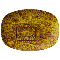 Golden Jerusalem Sukkot Serving Tray
