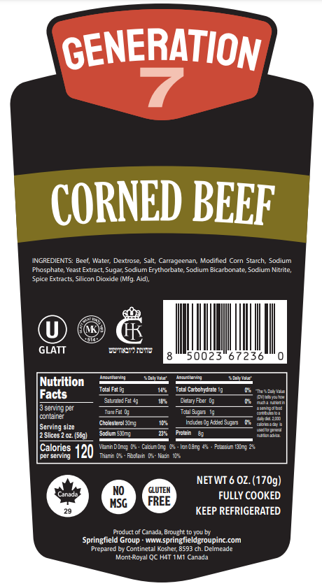 Generation 7 Sliced Corned Beef | 12x6oz packs
