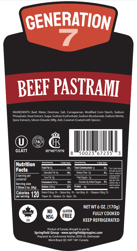 Generation 7 Sliced Beef Pastrami | 12x6oz packs