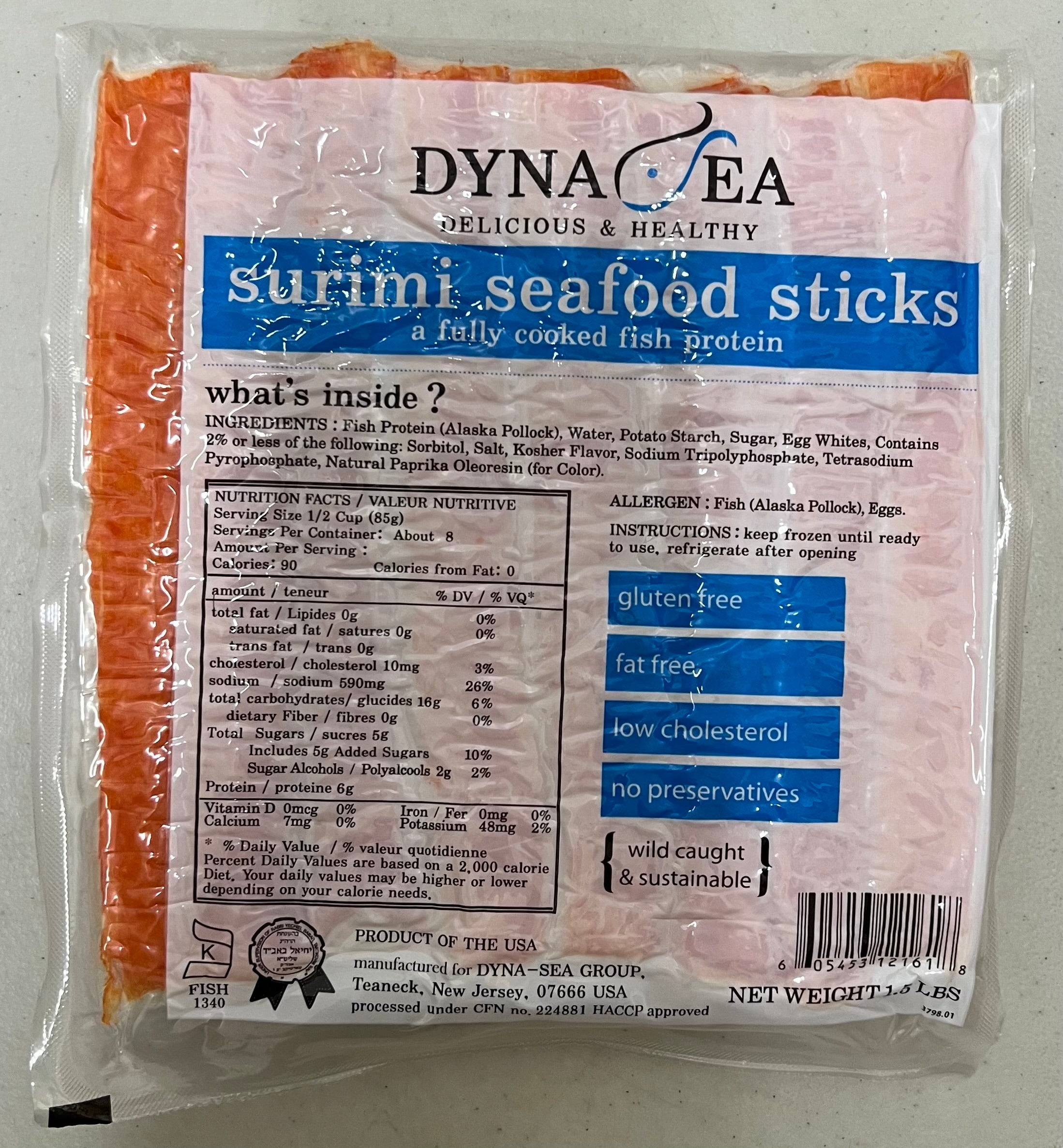 Dyna-Sea Surimi Seafood Kani Sticks - 14x1.5lb packs I 21lb case