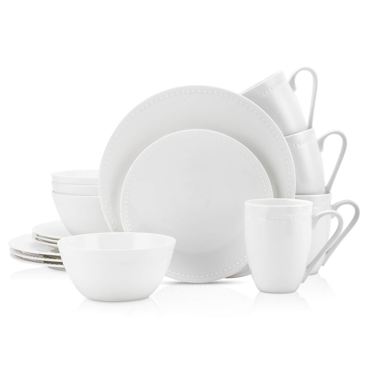 Stone Lain 16 Pieces Bone China Round Dot Design Round Dinnerware Set
