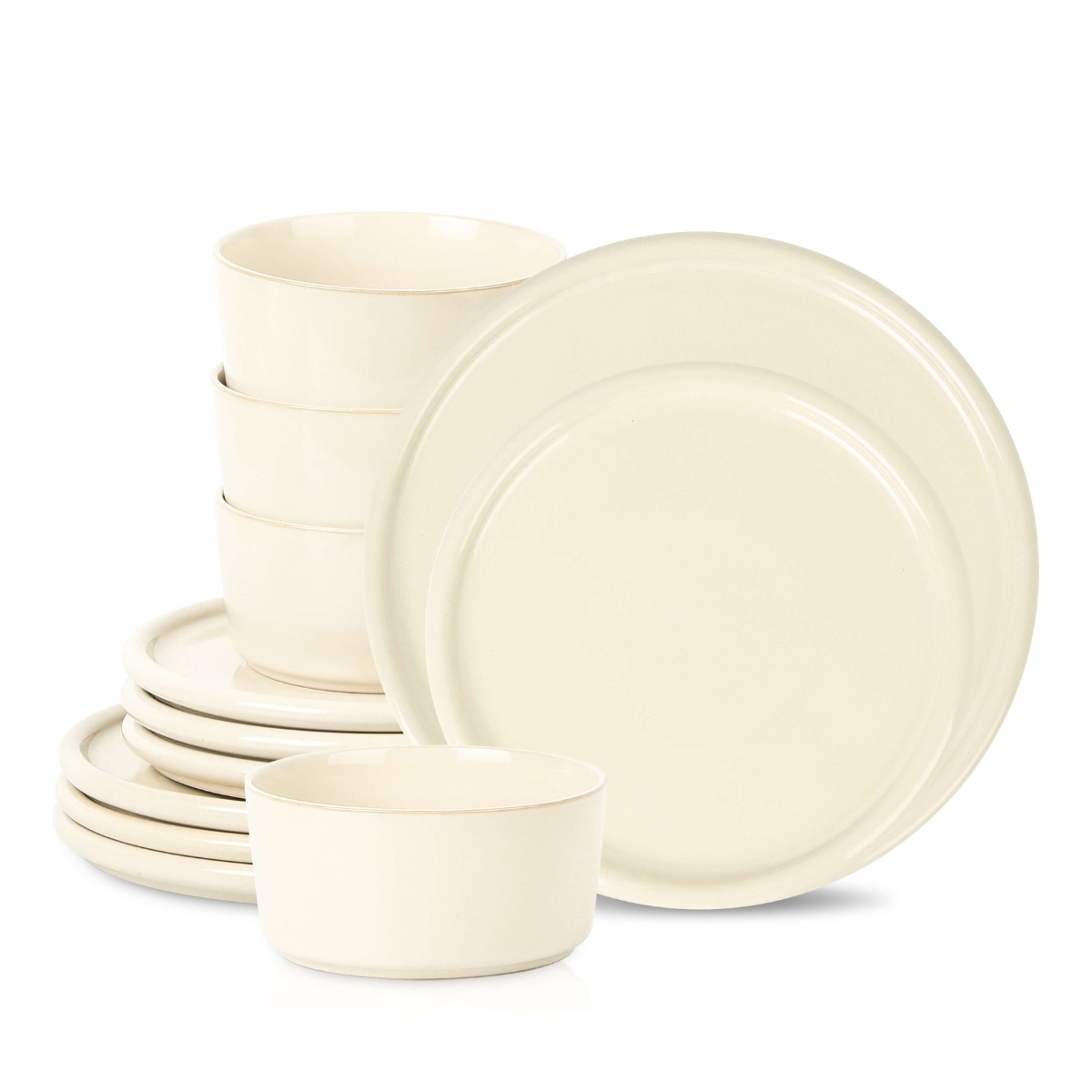 Stone Lain Eden Stoneware 12-Piece Dinnerware Set, Beige