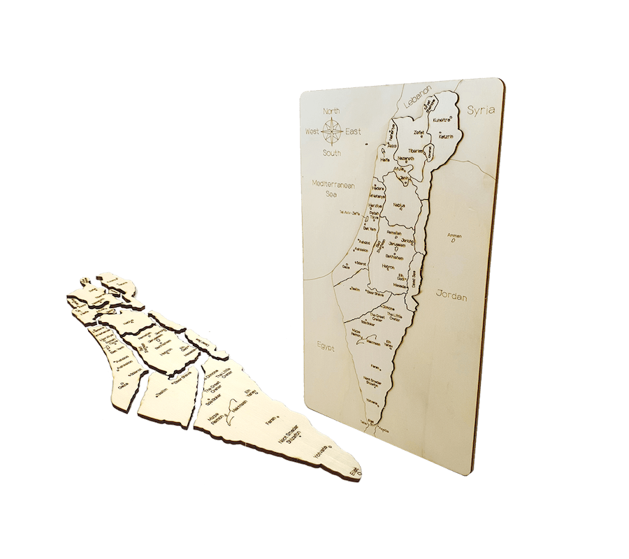 Touchwood Design Map Of Israel - Natural Wood