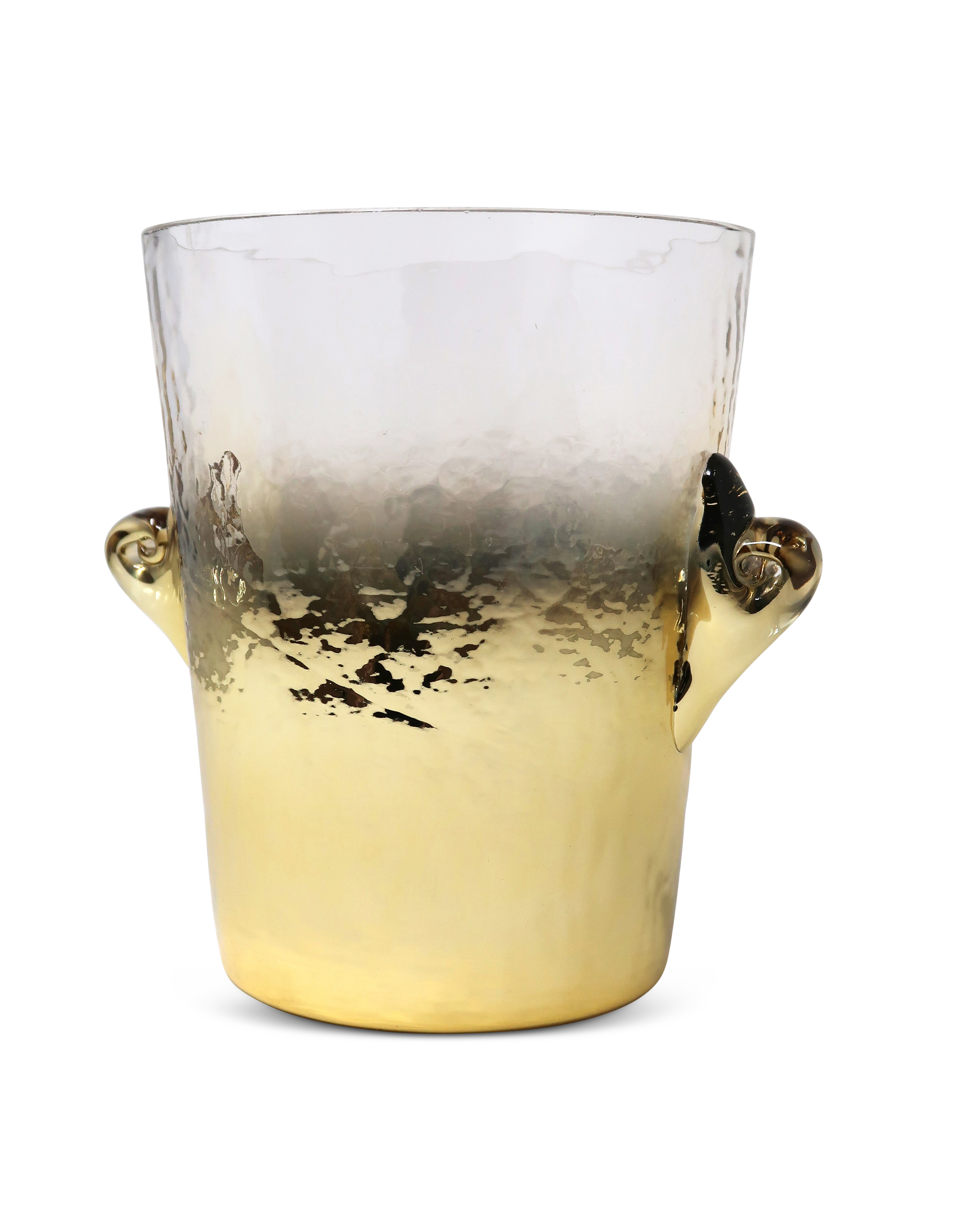 Glass Ice Bucket, Clear/Gold